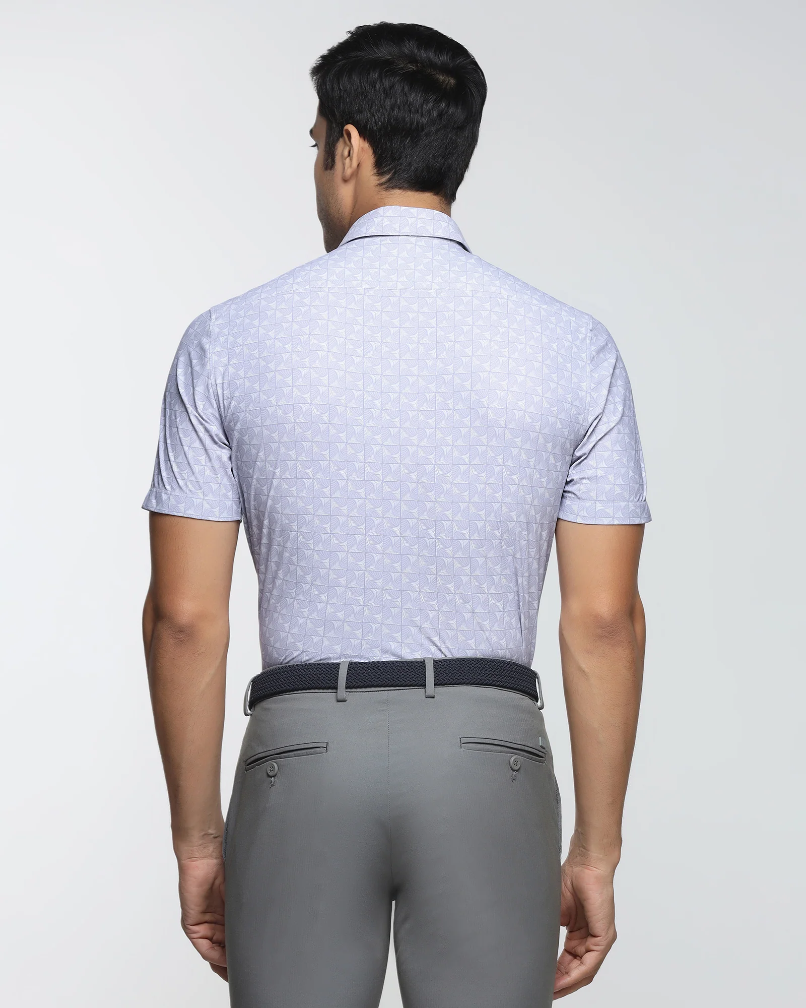 Lilac Half Sleeve TechPro Printed Shirt - Reneos - Image 2