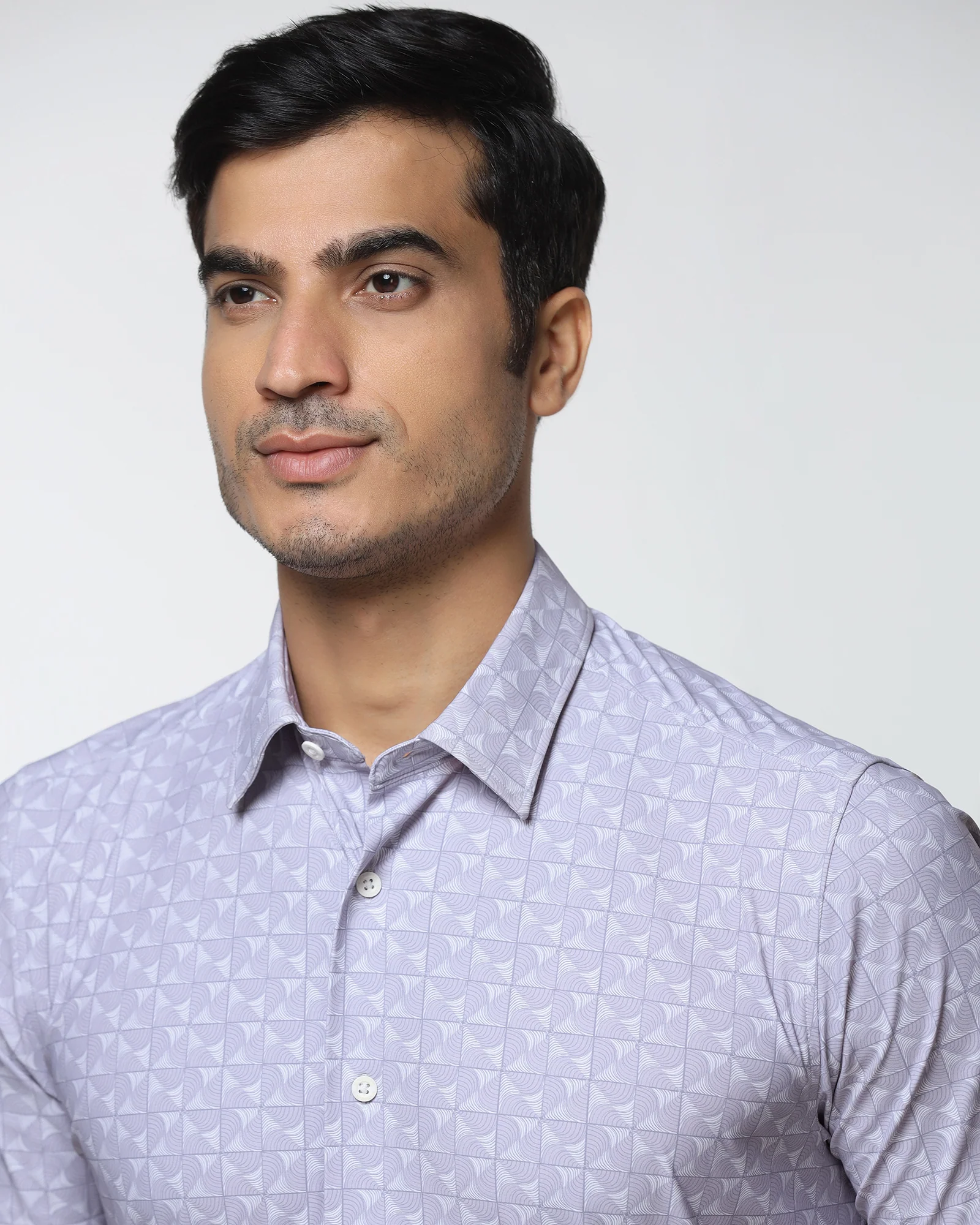 Lilac Half Sleeve TechPro Printed Shirt - Reneos - Image 4