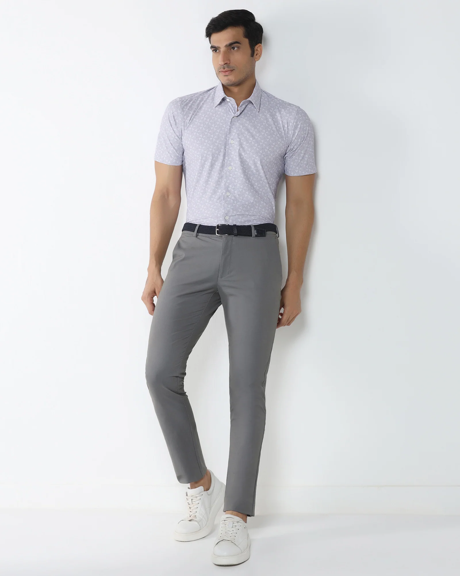 Lilac Half Sleeve TechPro Printed Shirt - Reneos - Image 7