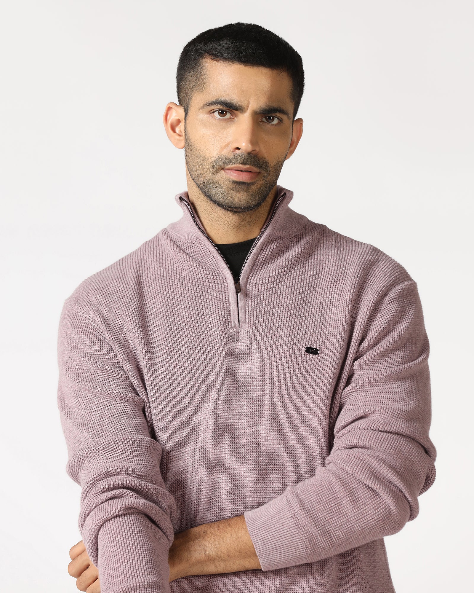 Lilac High Neck Jacquard Sweater - Price - Image 2