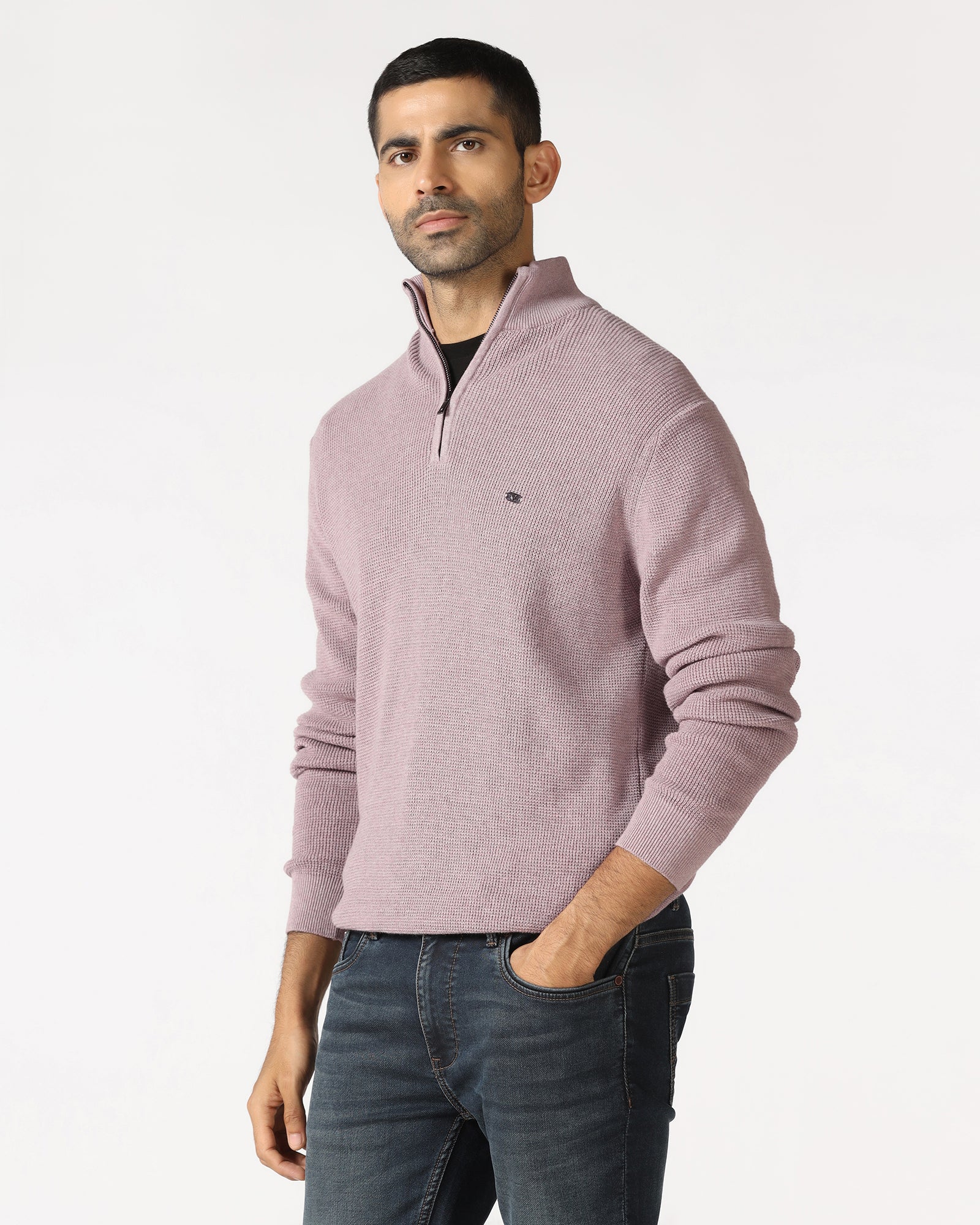 Lilac High Neck Jacquard Sweater - Price - Image 3