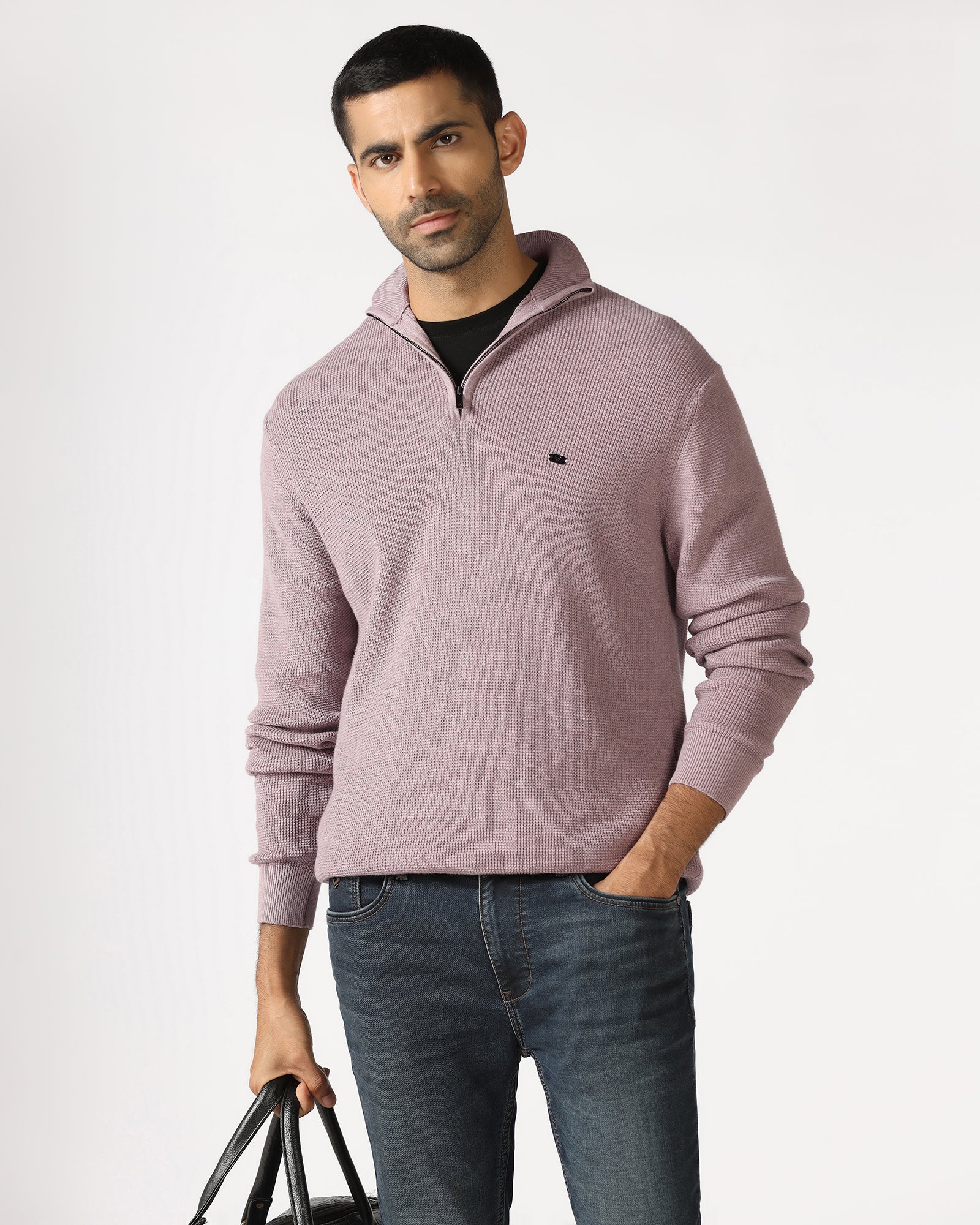 Lilac High Neck Jacquard Sweater - Price - Image 4