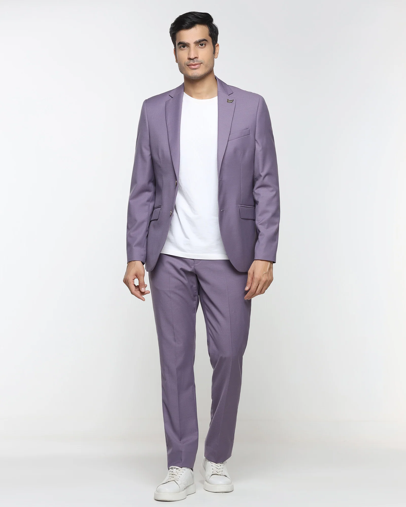 Lilac Three Piece Textured Suit - Desor - Image 5
