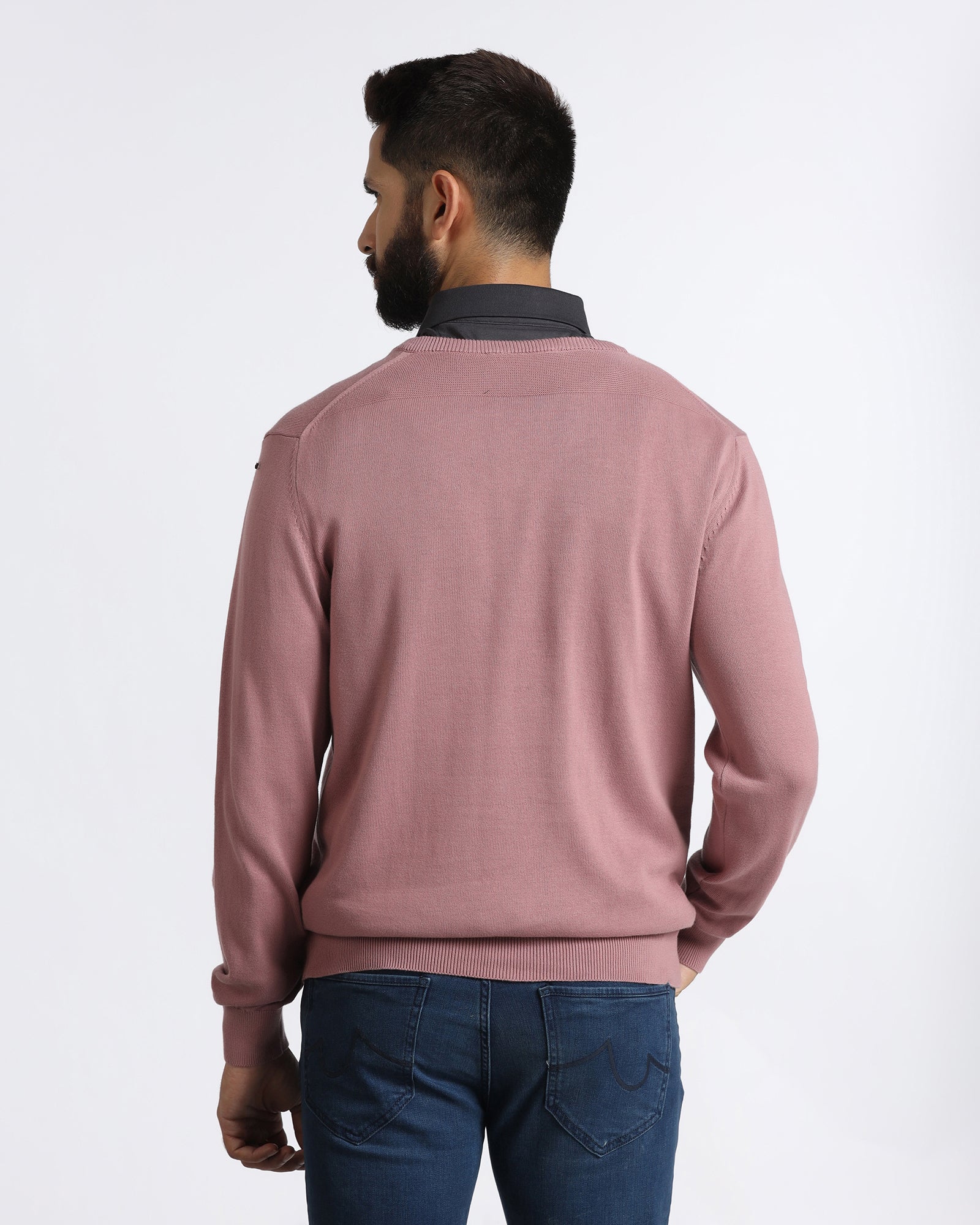 Lilac V-Neck Solid Sweater - Vneckter - Image 2