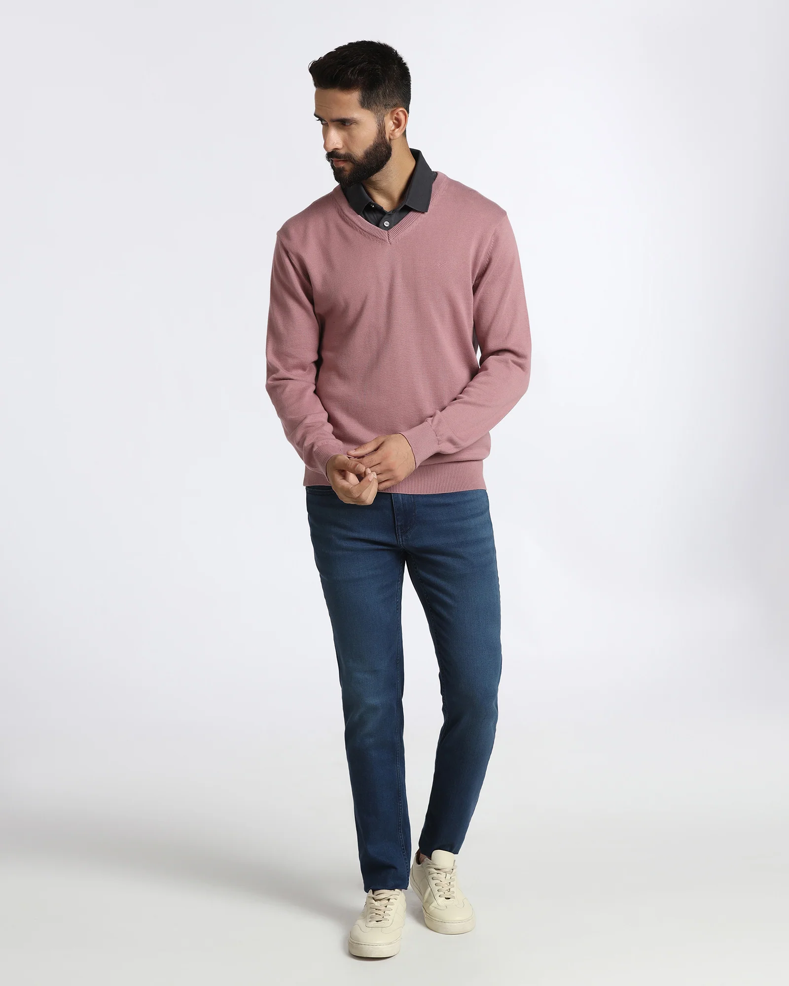 Lilac V-Neck Solid Sweater - Vneckter - Image 3