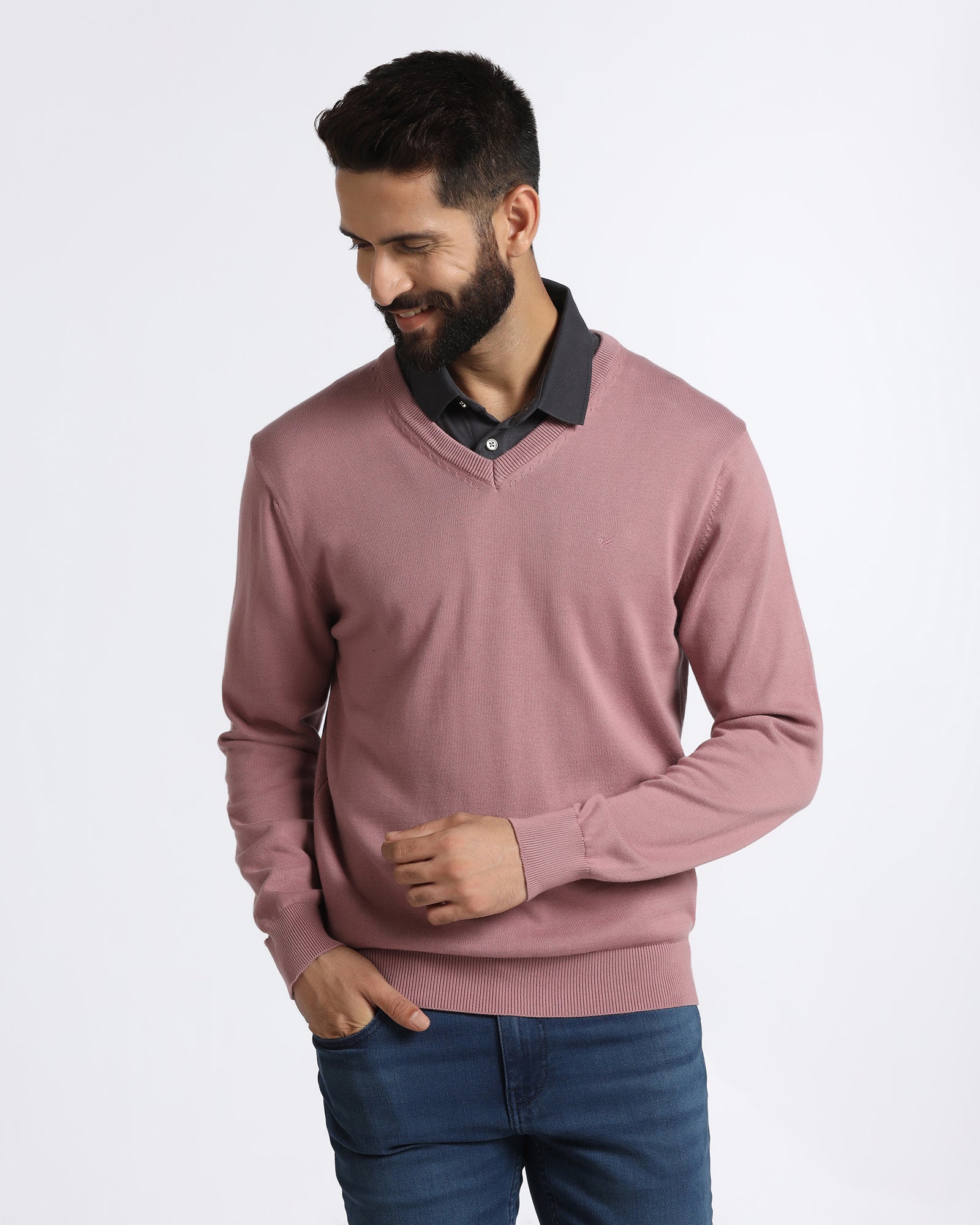Lilac V-Neck Solid Sweater - Vneckter - Image 6