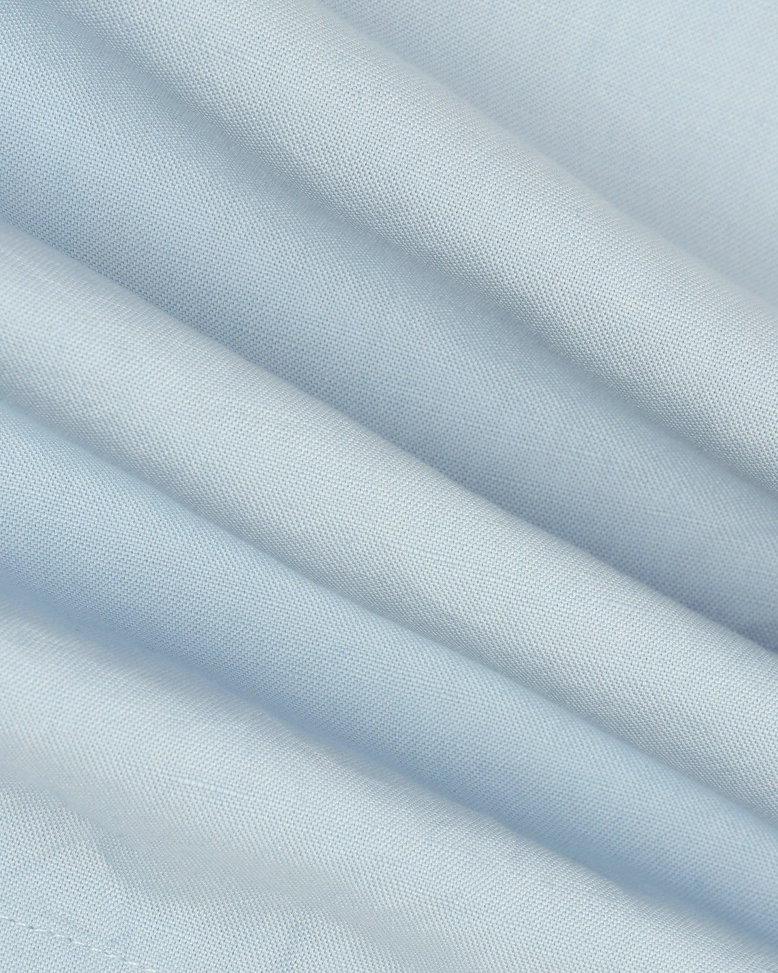 Linen Casual Blue Solid Shorts - Kin - Image 6