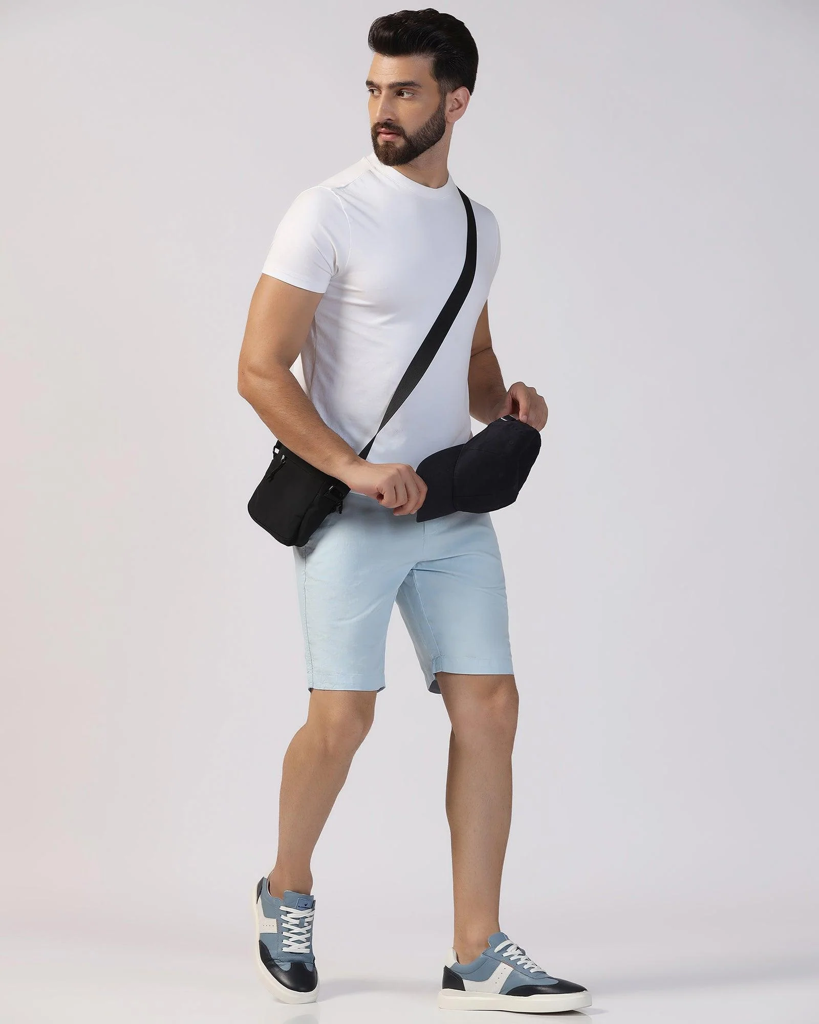 Linen Casual Blue Solid Shorts - Kin - Image 7