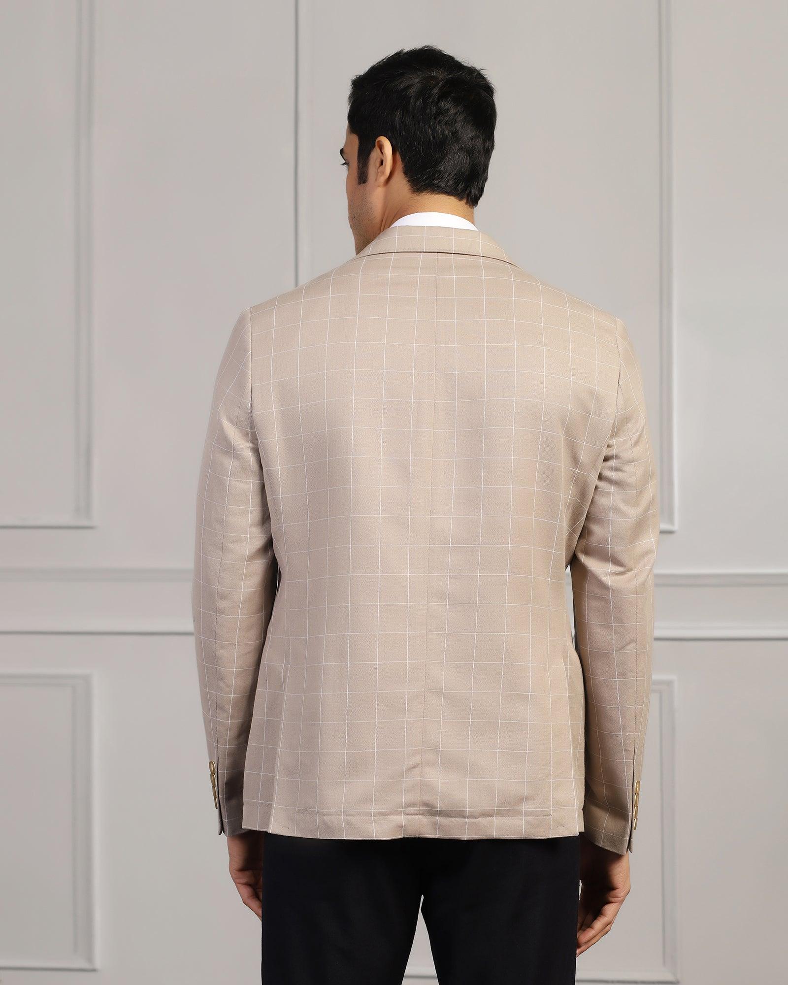 Linen Casual Brown Check Blazer - Timothy - Image 2