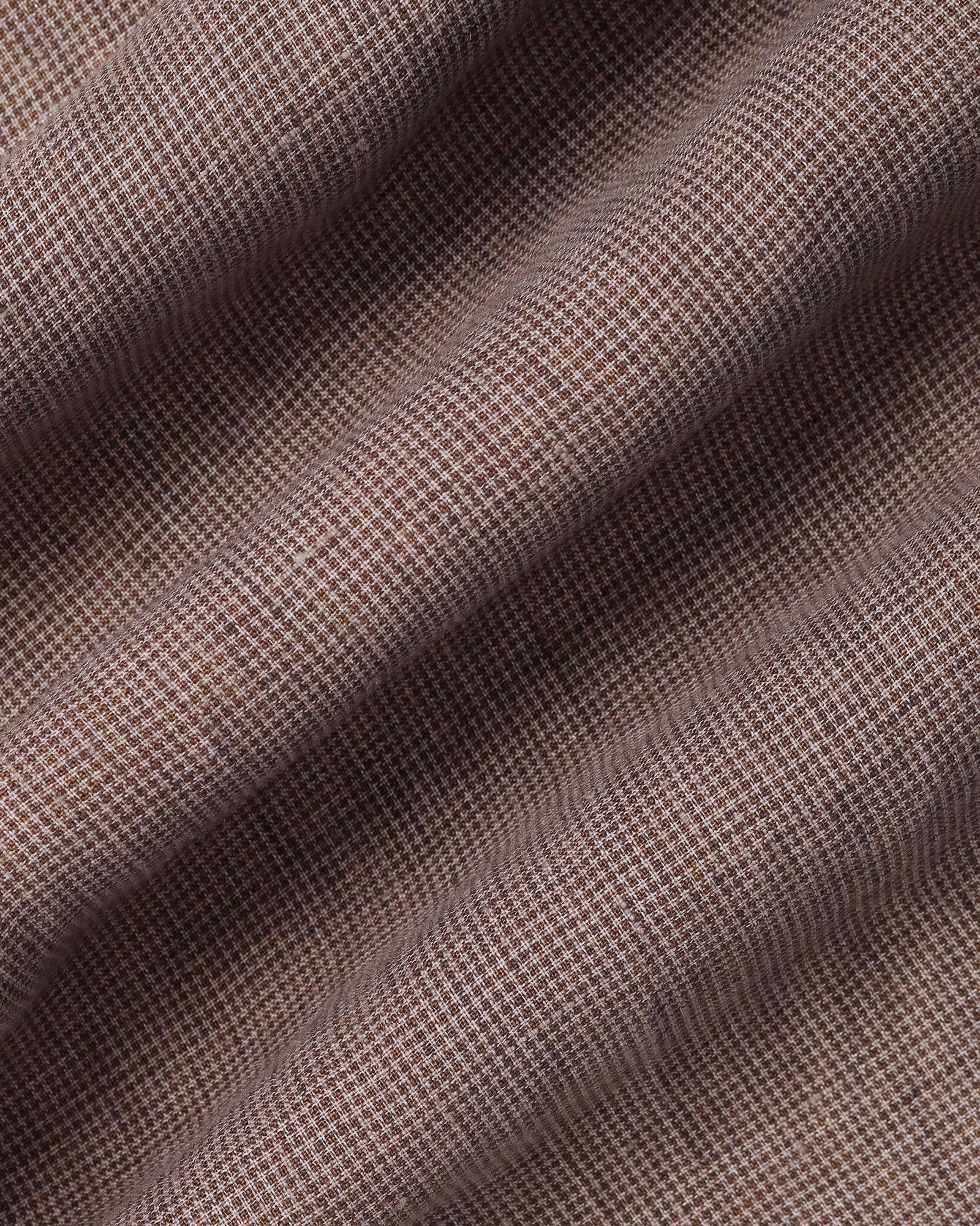 Linen Casual Brown Check Shirt - Connor - Image 6