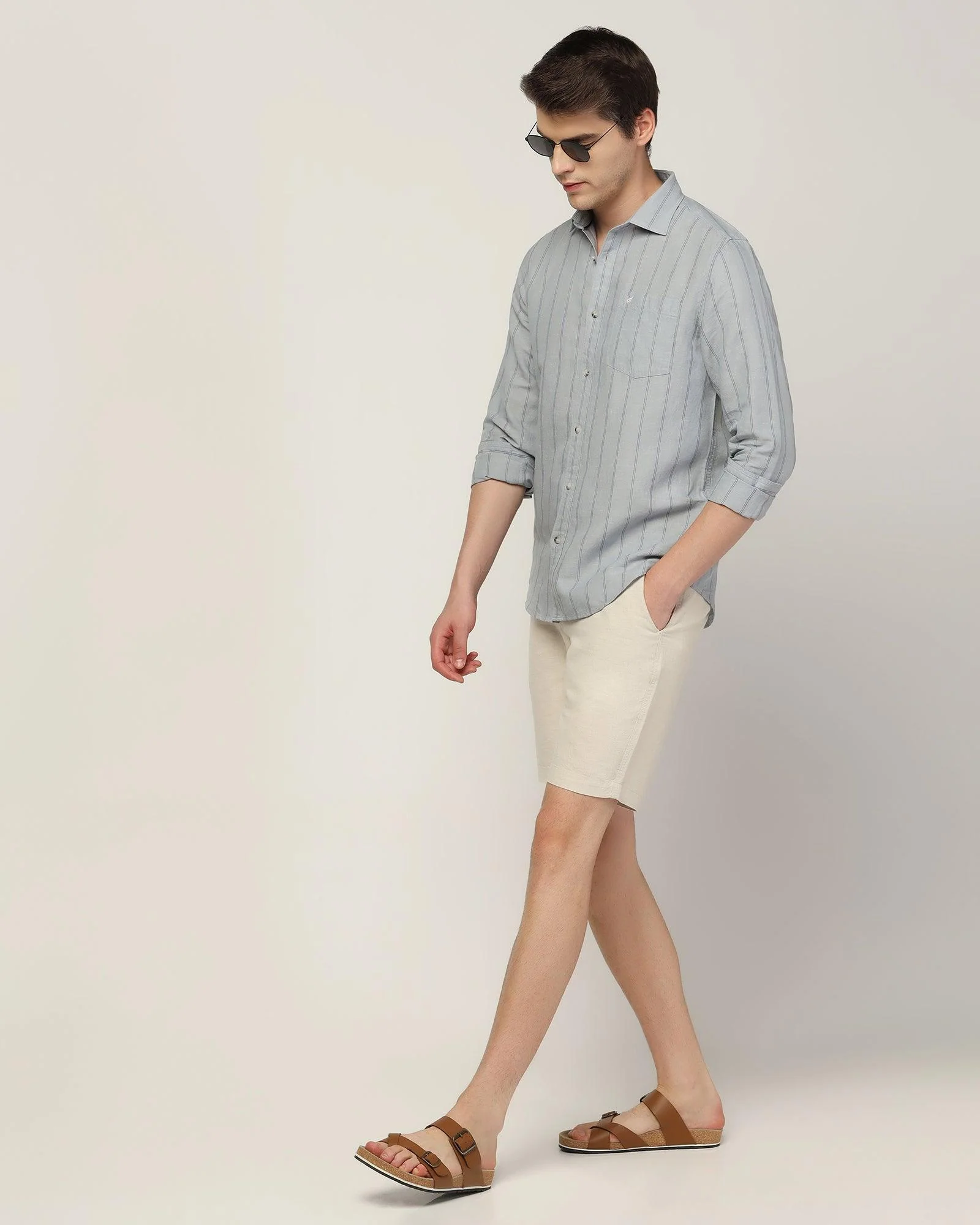 Linen Casual Grey Stripe Shirt - Henry - Image 7