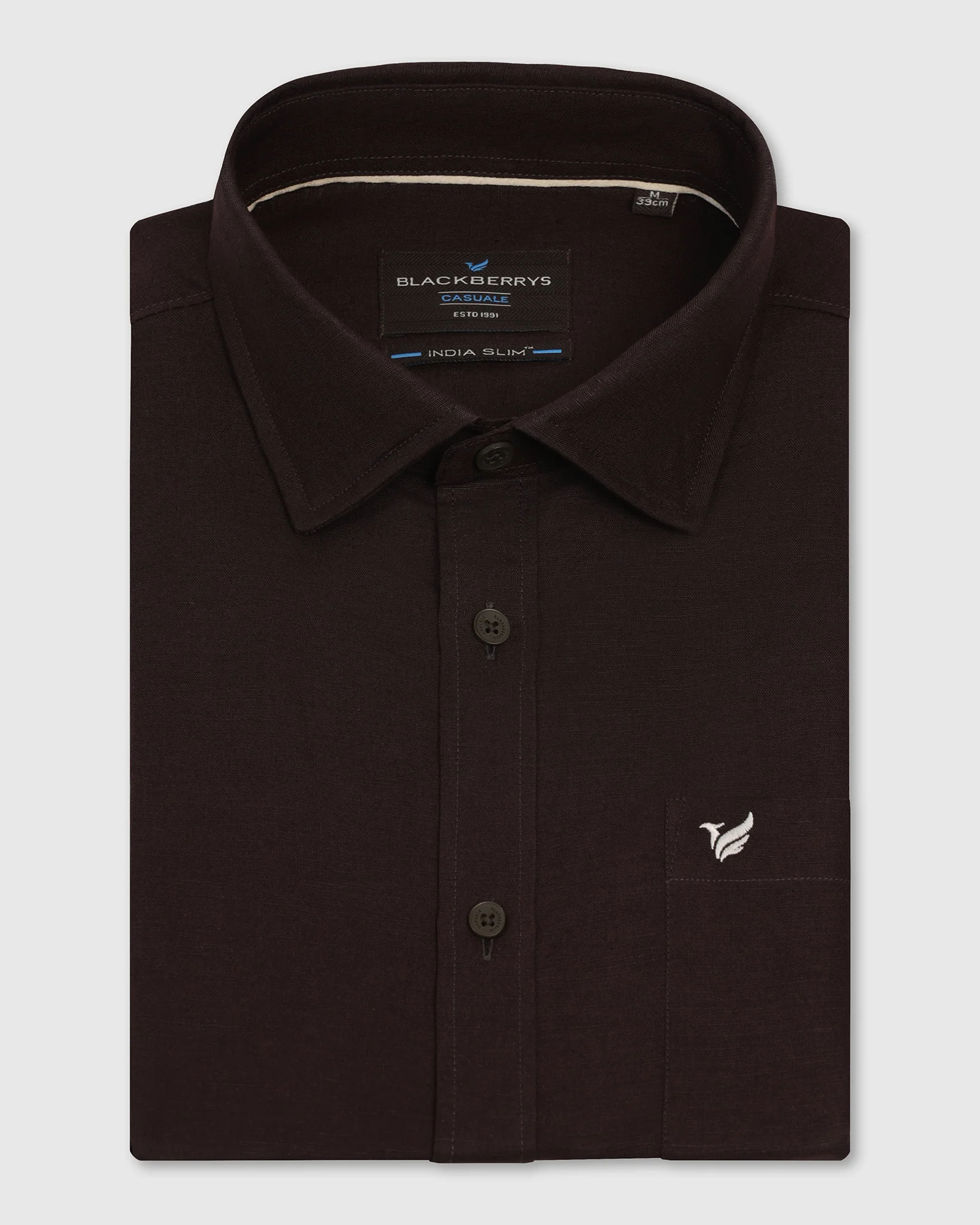 Linen Casual Half Sleeve Tan Solid Shirt - Salmon - Image 5