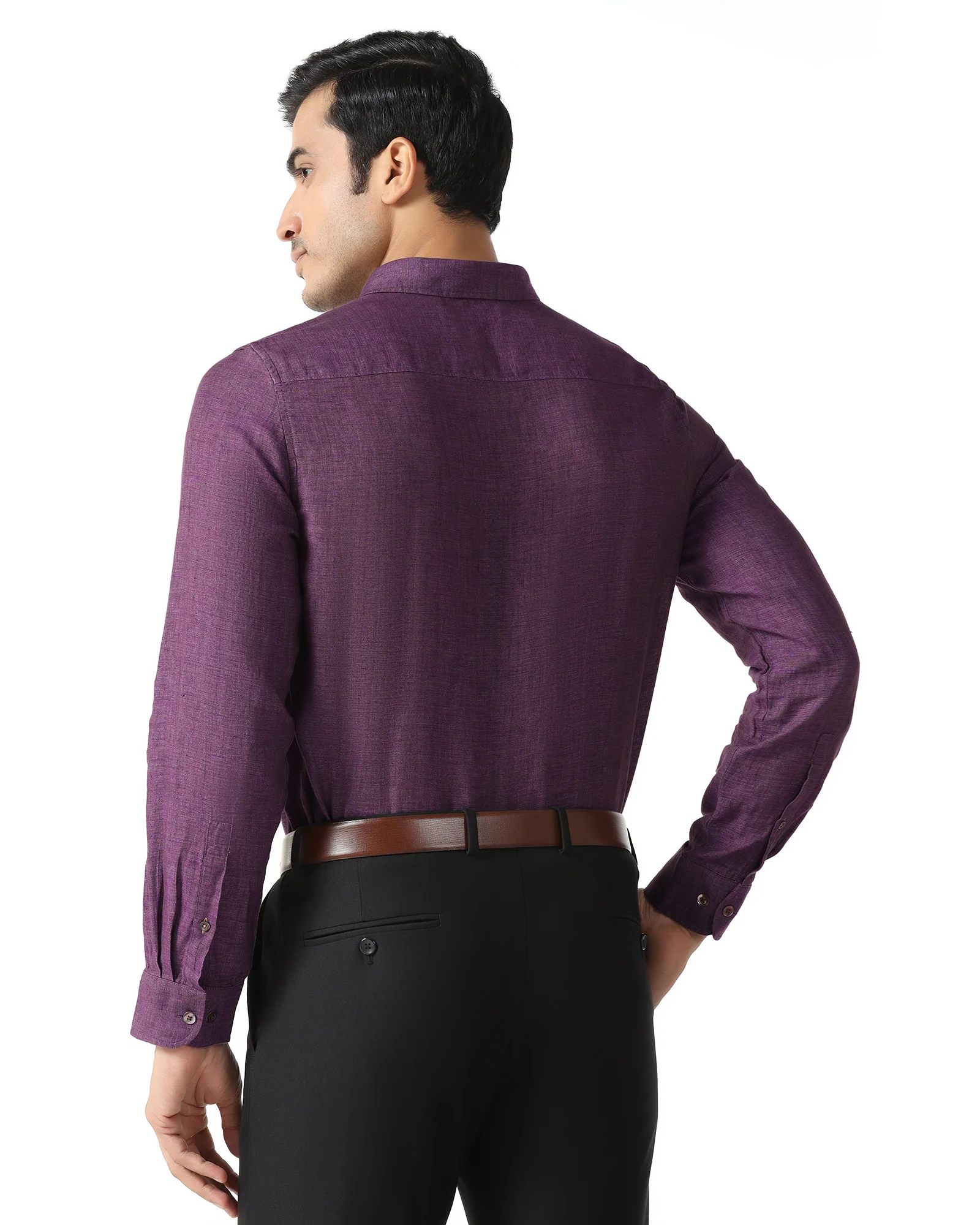 Linen Casual Lavender Solid Shirt - Bayek - Image 2