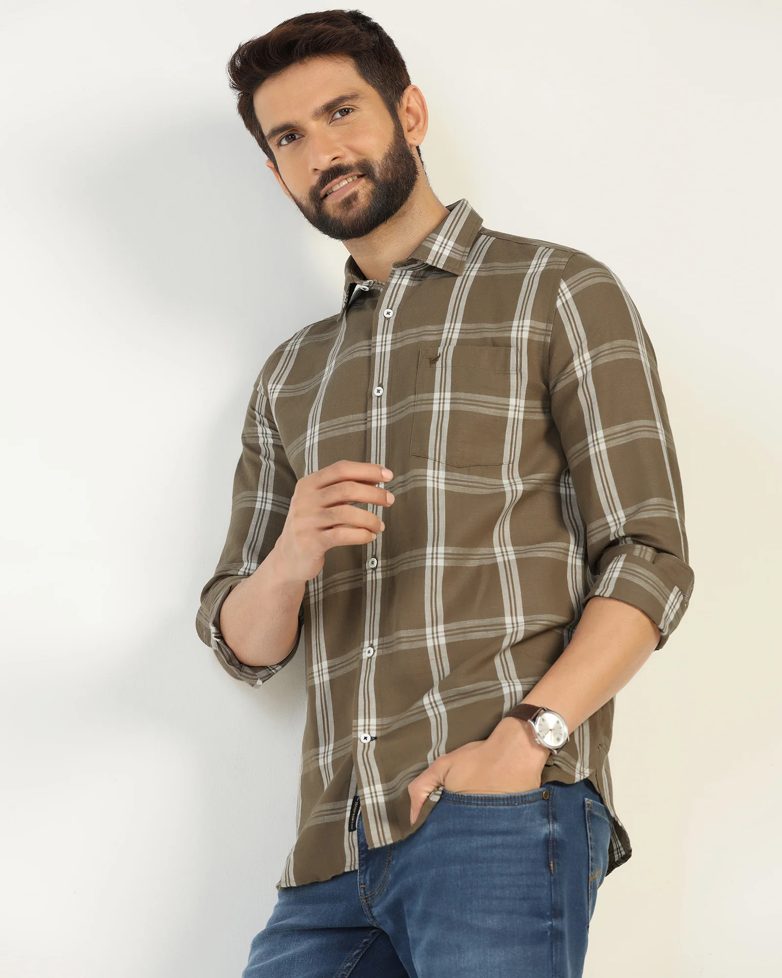 Linen Casual Natural Check Shirt - Yori