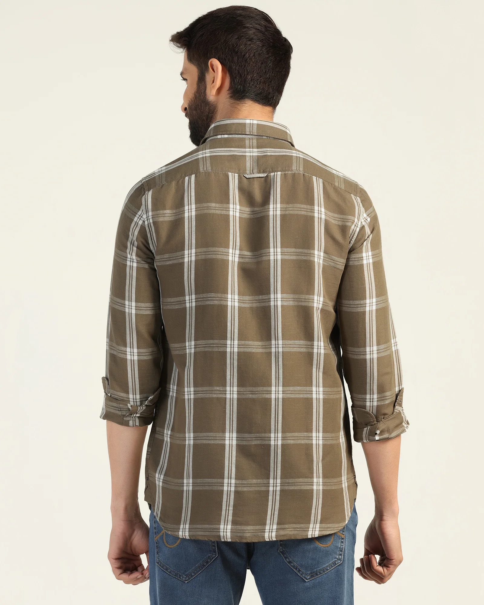 Linen Casual Natural Check Shirt - Yori - Image 2
