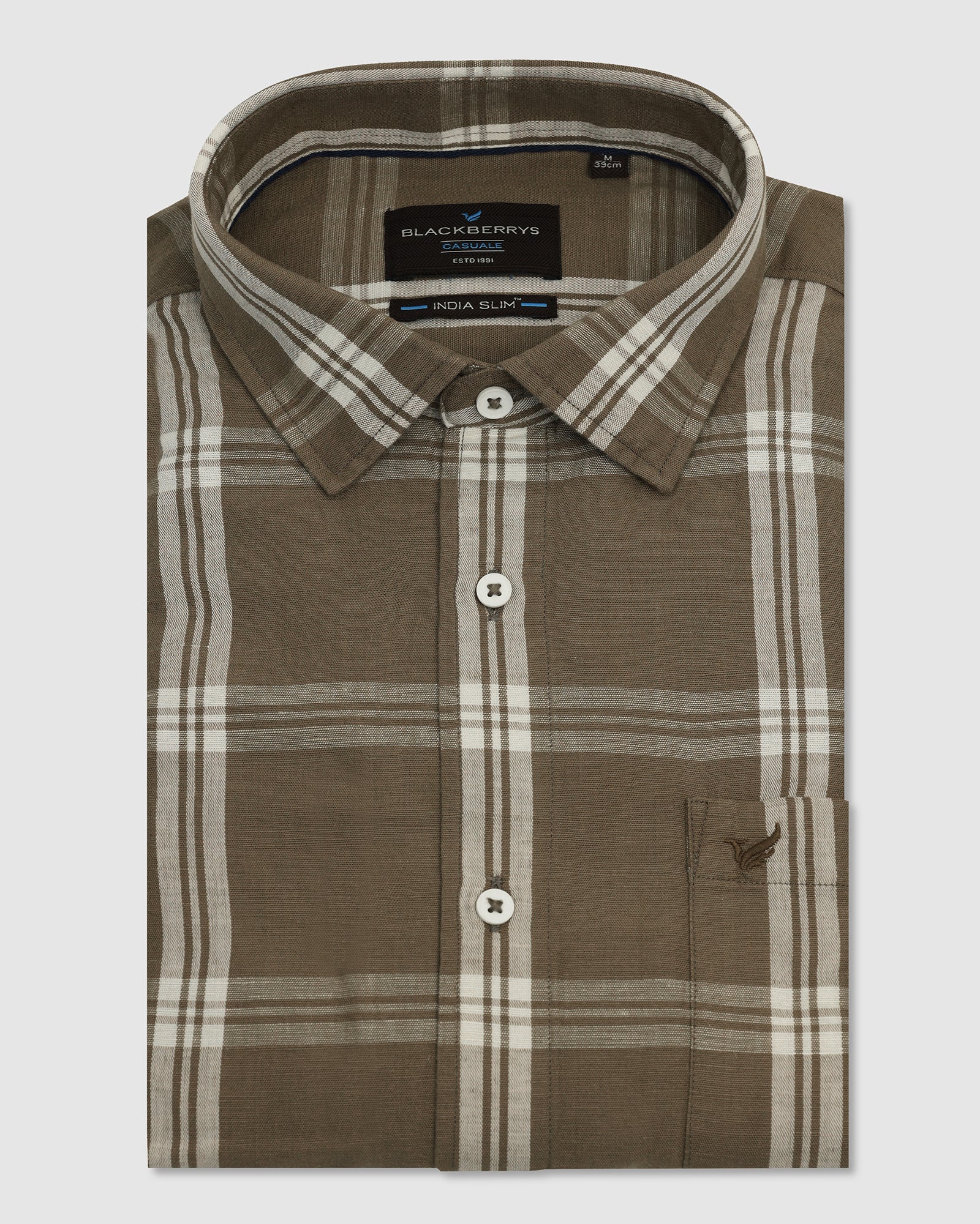 Linen Casual Natural Check Shirt - Yori - Image 5