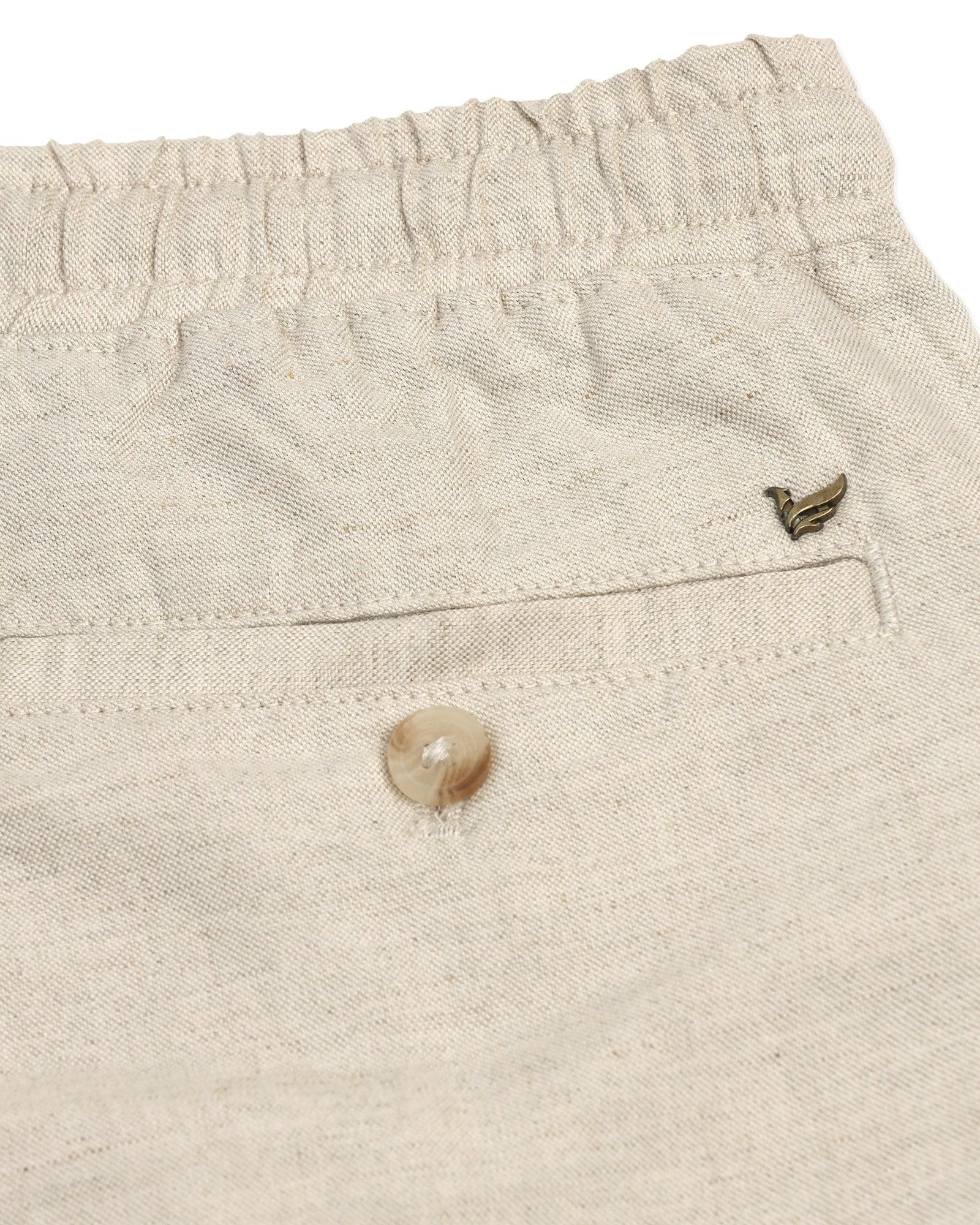 Linen Casual Natural Solid Shorts - Kin - Image 8