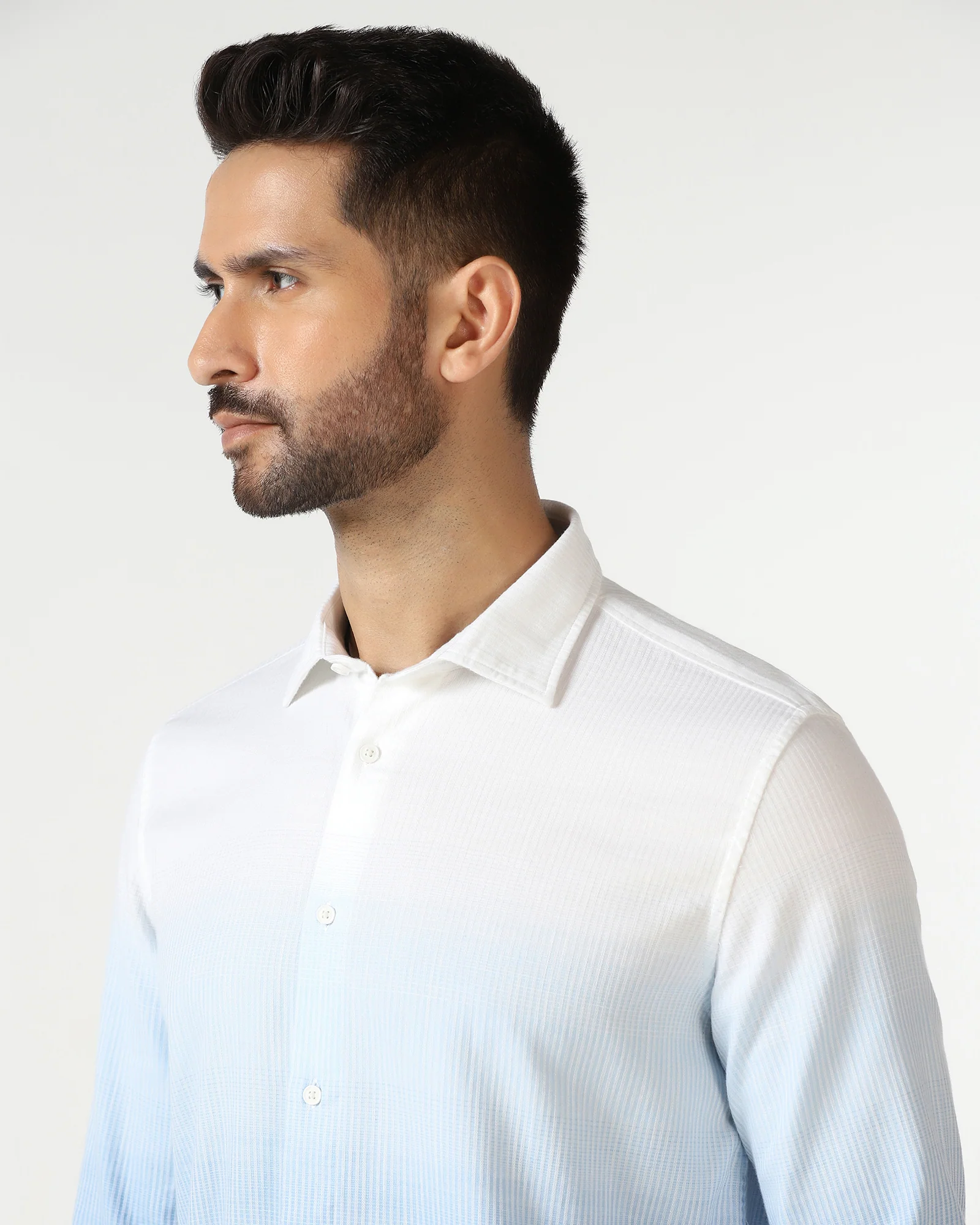 Linen Casual Navy Printed Shirt - Rayen - Image 4