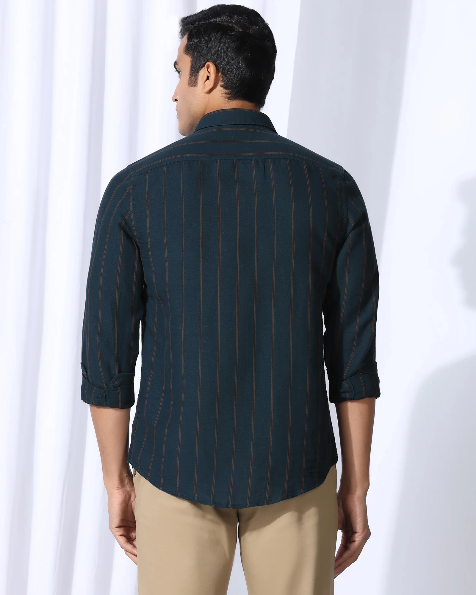 Linen Casual Navy Stripe Shirt - Darcom - Image 2