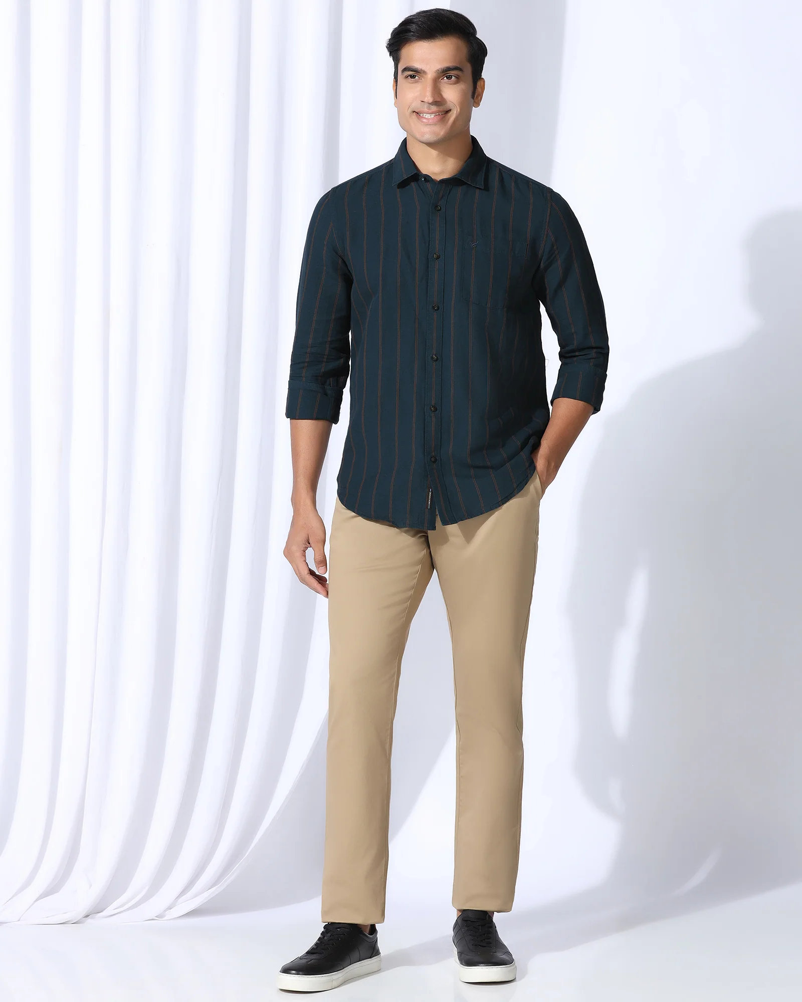 Linen Casual Navy Stripe Shirt - Darcom - Image 3