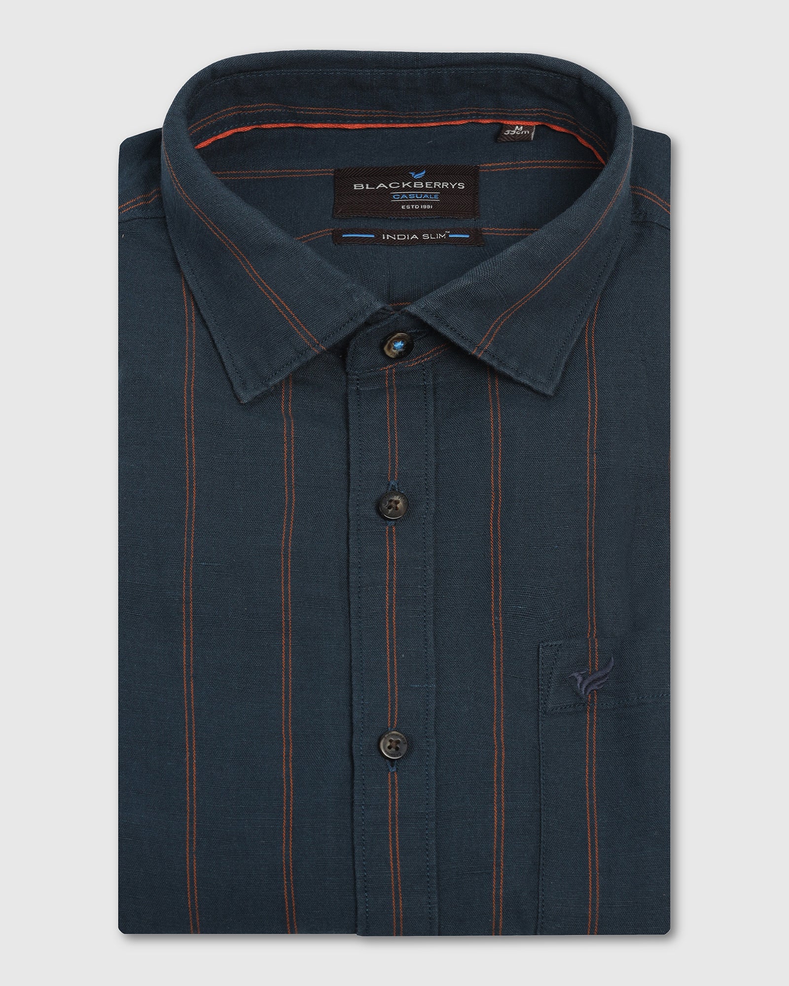 Linen Casual Navy Stripe Shirt - Darcom - Image 5
