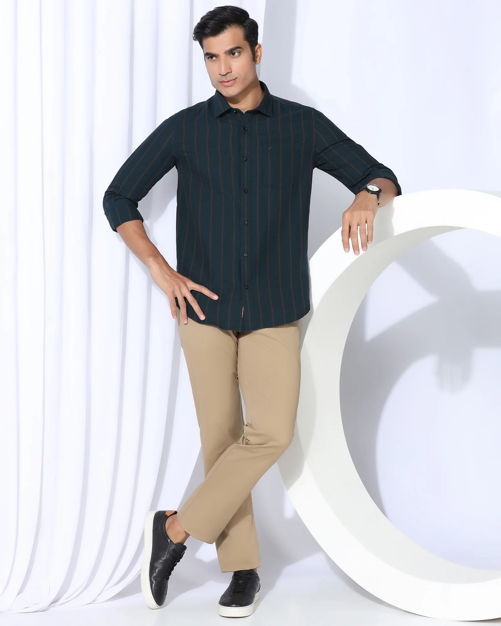 Linen Casual Navy Stripe Shirt - Darcom - Image 7