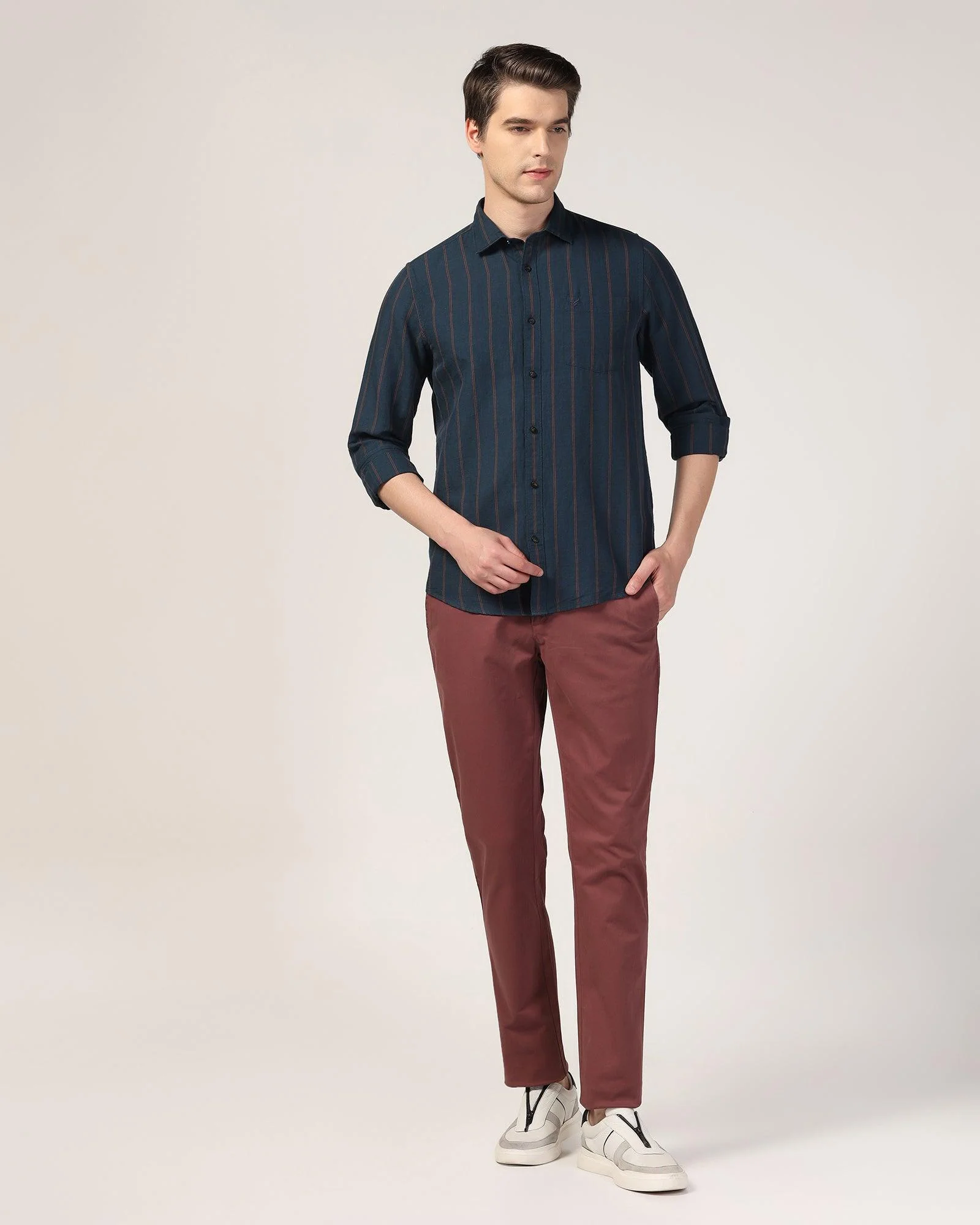 Linen Casual Navy Stripe Shirt - Henry - Image 3