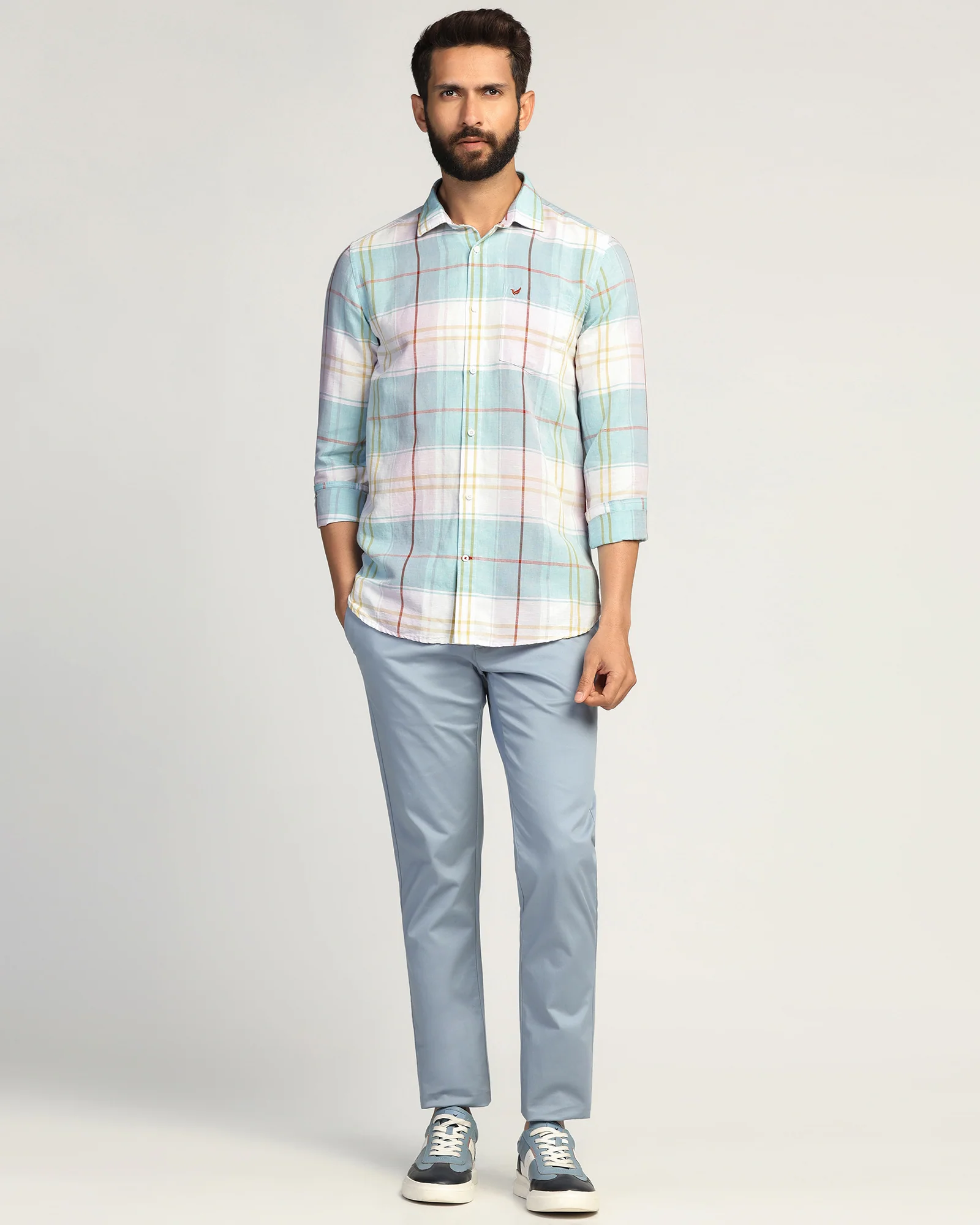 Linen Casual Pink Check Shirt - Walken - Image 3