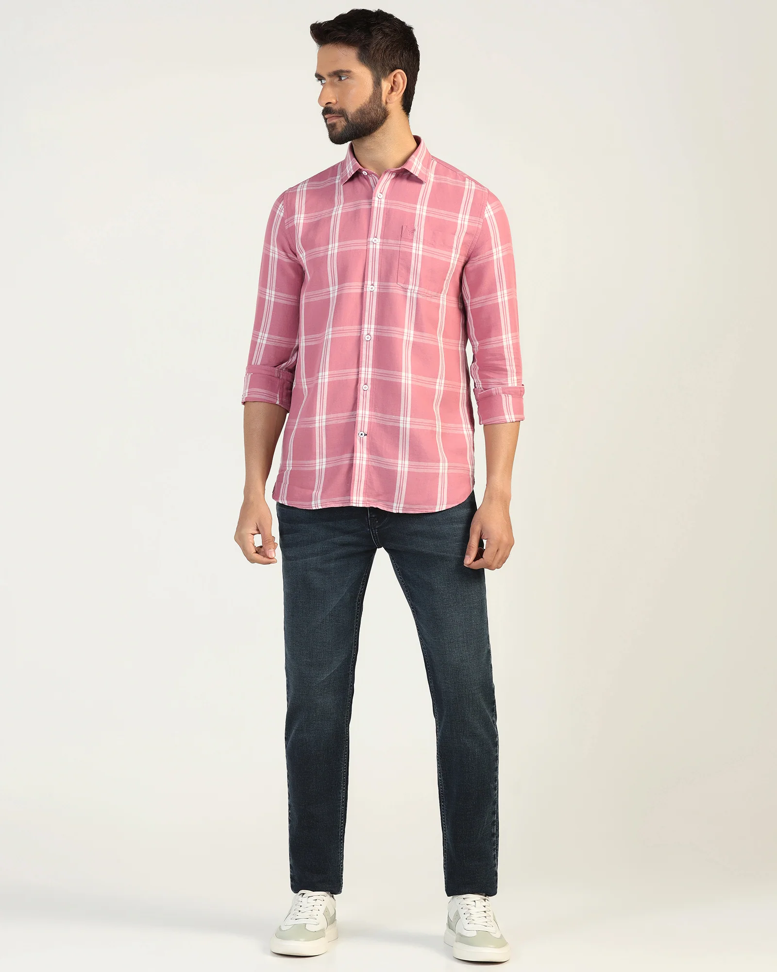 Linen Casual Pink Check Shirt - Yori - Image 3