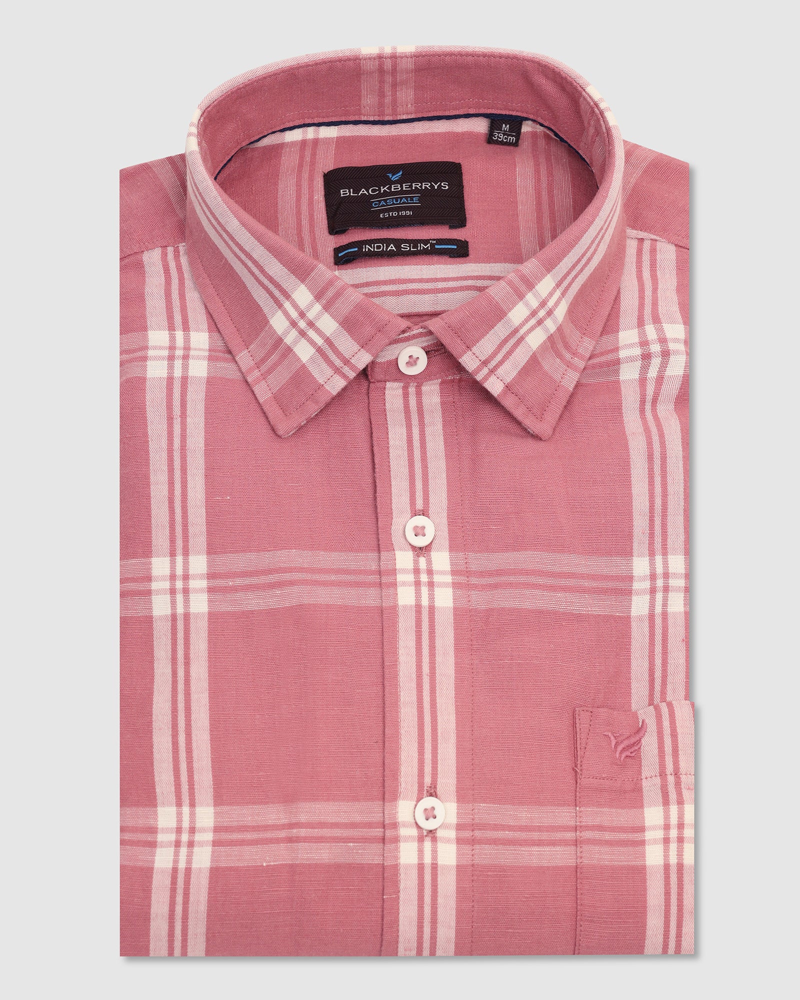 Linen Casual Pink Check Shirt - Yori - Image 5