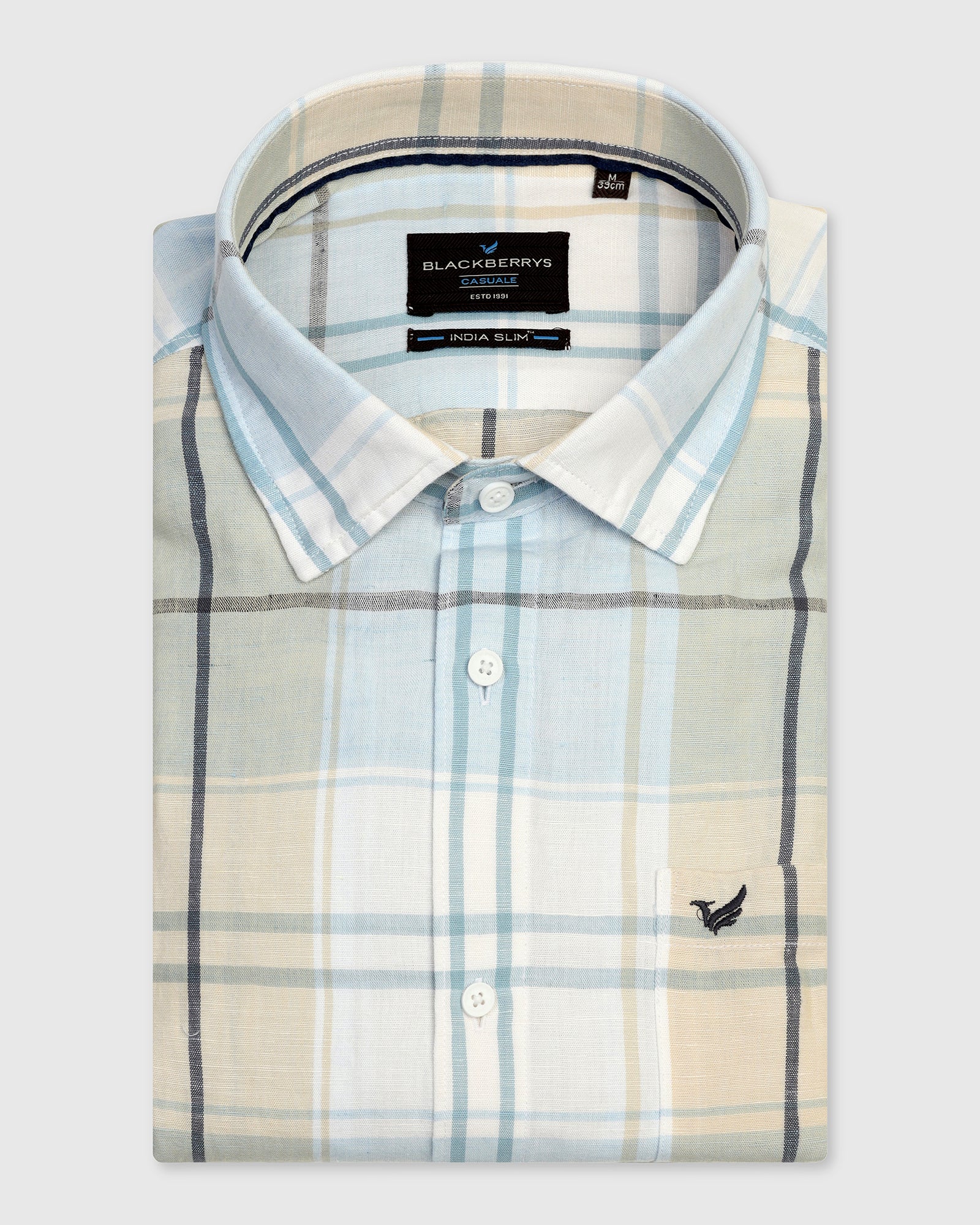 Linen Casual Yellow Check Shirt - Walken - Image 5