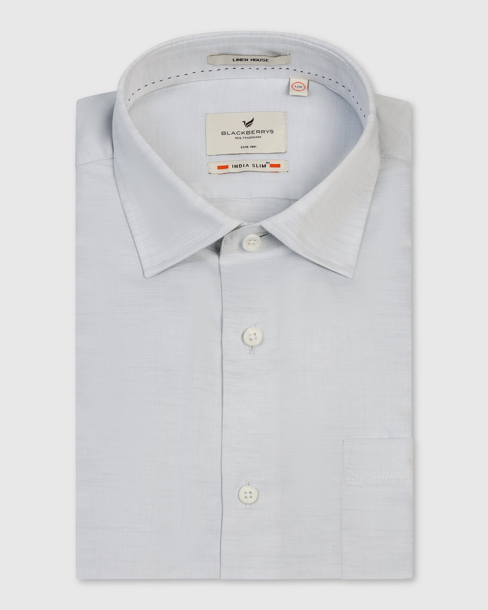Linen Formal Ash Grey Solid Shirt - Save - Image 5