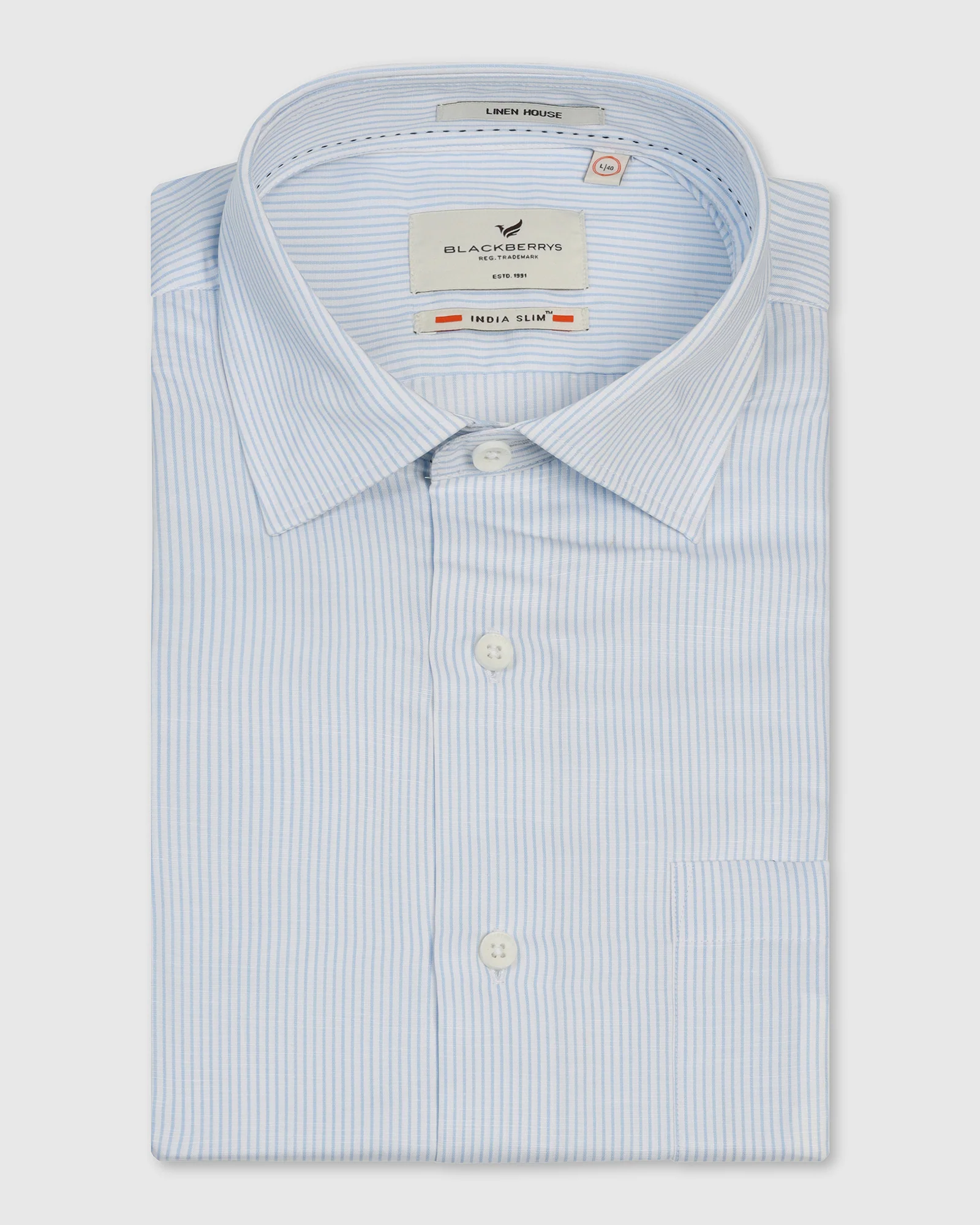 Linen Formal Blue Stripe Shirt - Savoy - Image 5