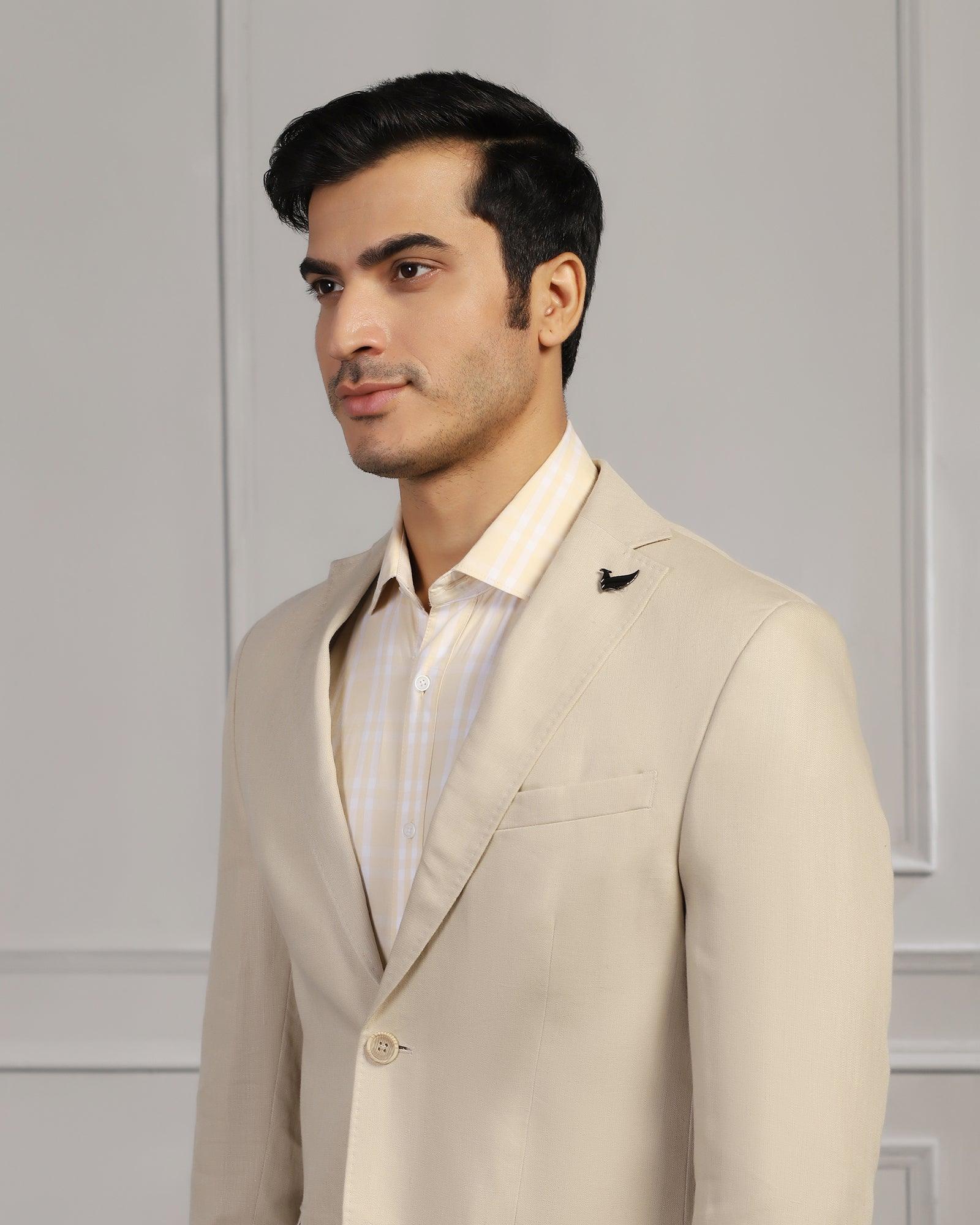 Linen Formal Natural Solid Blazer - Jonah - Image 4