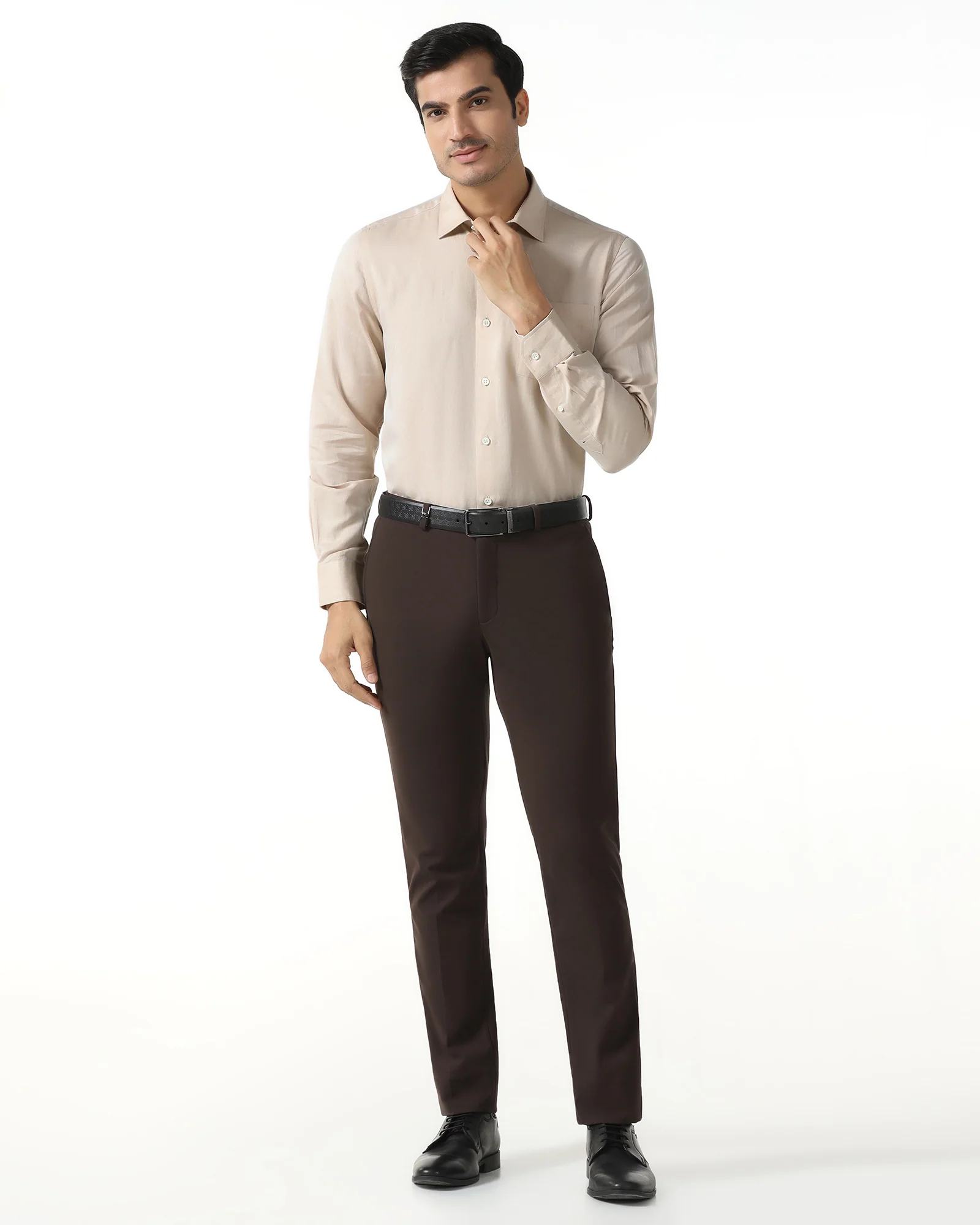 Linen Formal Ochre Solid Shirt - Save - Image 3