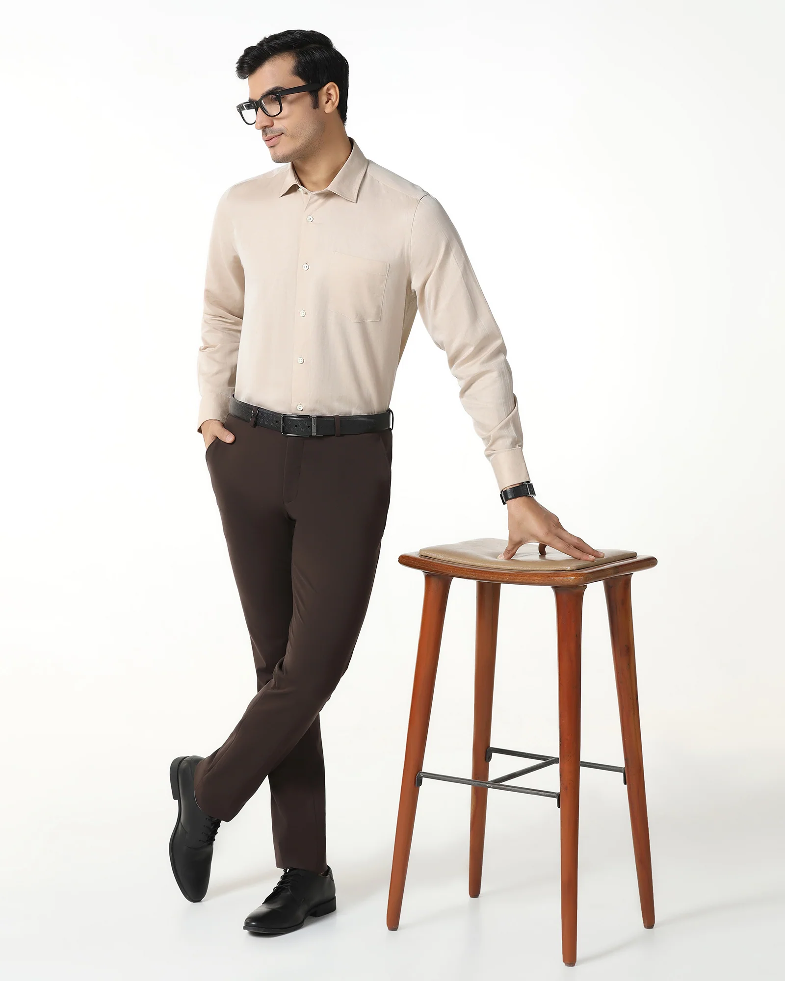 Linen Formal Ochre Solid Shirt - Save - Image 7