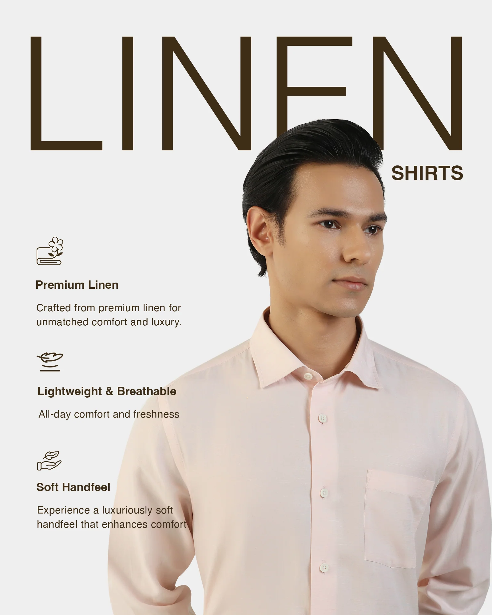 Linen Formal Peach Solid Shirt - Save - Image 4