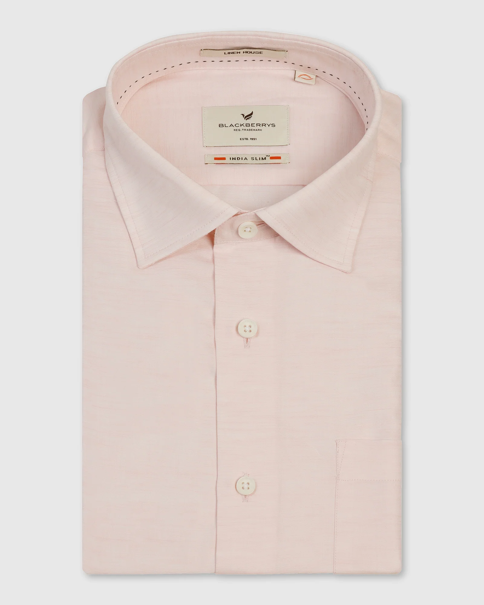 Linen Formal Peach Solid Shirt - Save - Image 5