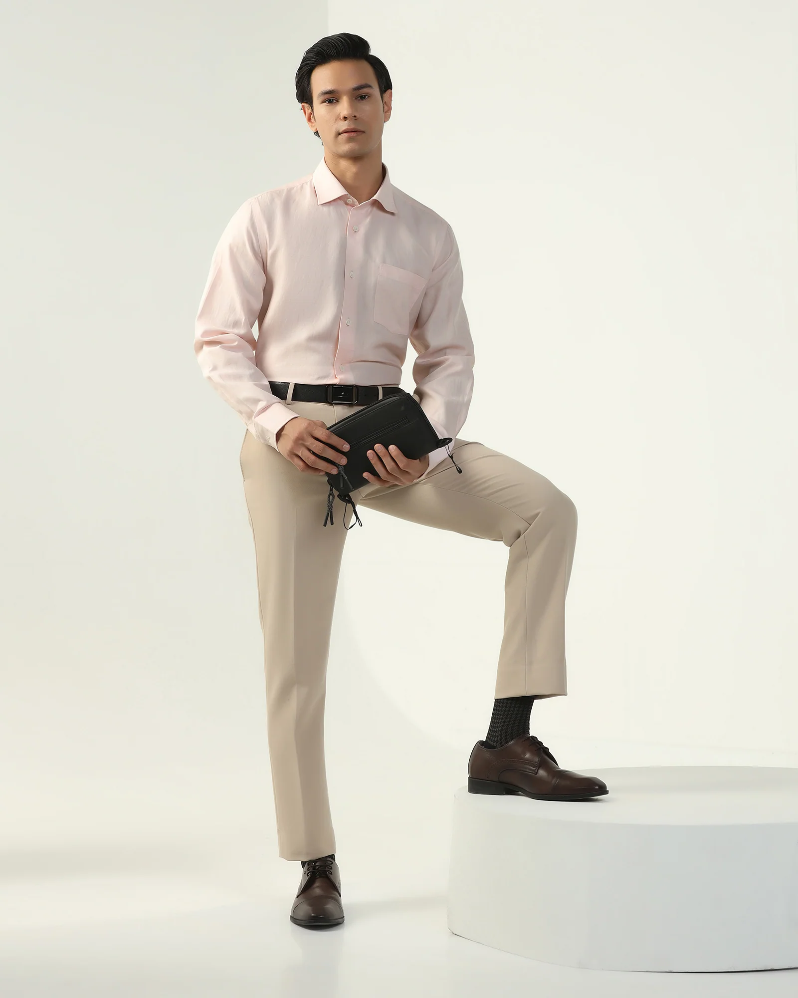 Linen Formal Peach Solid Shirt - Save - Image 7