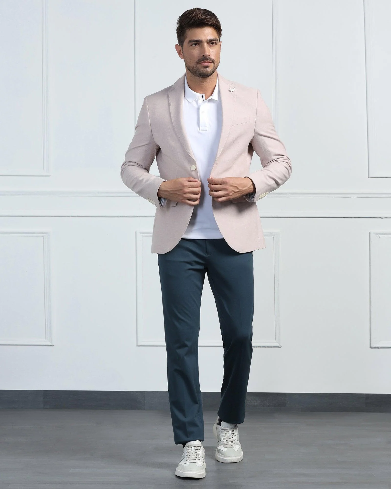 Linen Formal Pink Textured Blazer - Datsun - Image 6