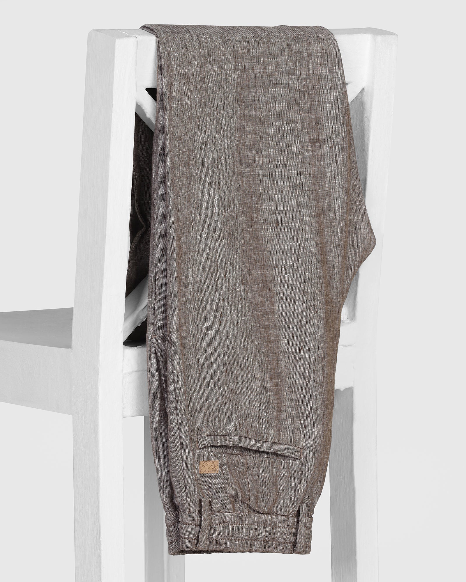 Linen Slim Comfort B-95 Casual Mouse Solid Khakis - Chales - Image 5
