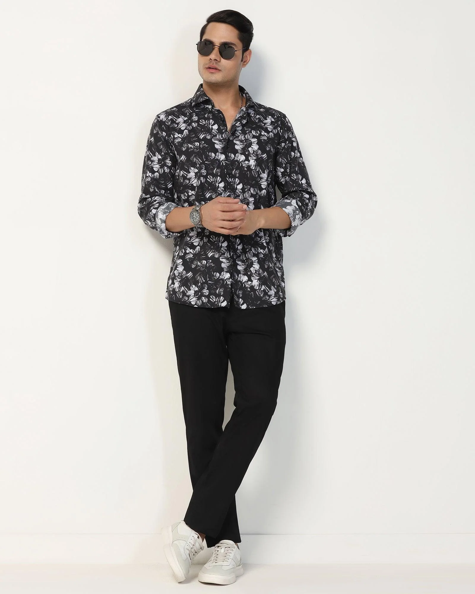 Slim Fit B-91 Casual Black Textured Khakis - Kart - Image 7