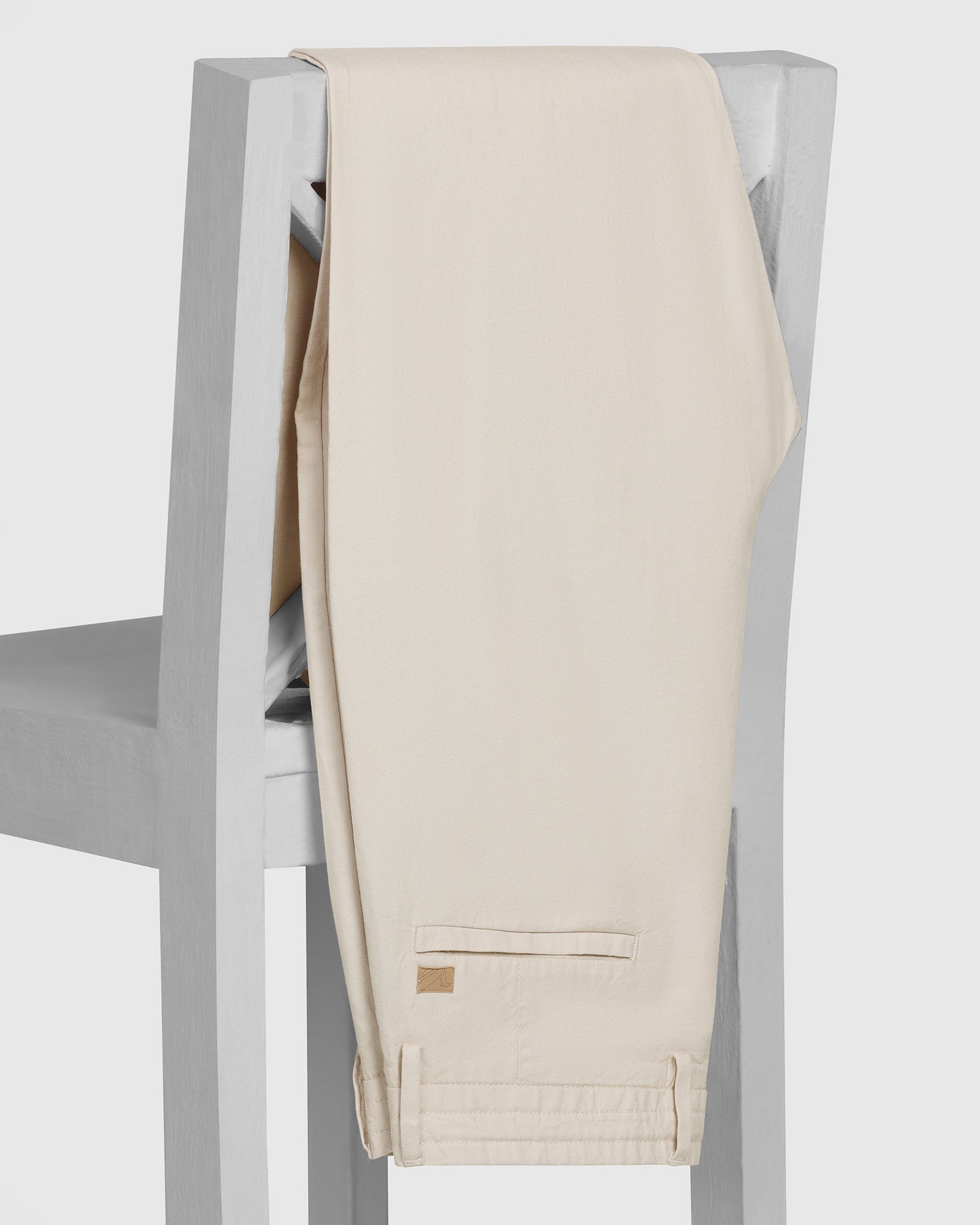 Linen Sneaker Fit Casual Beige Solid Khakis - Kinston - Image 5