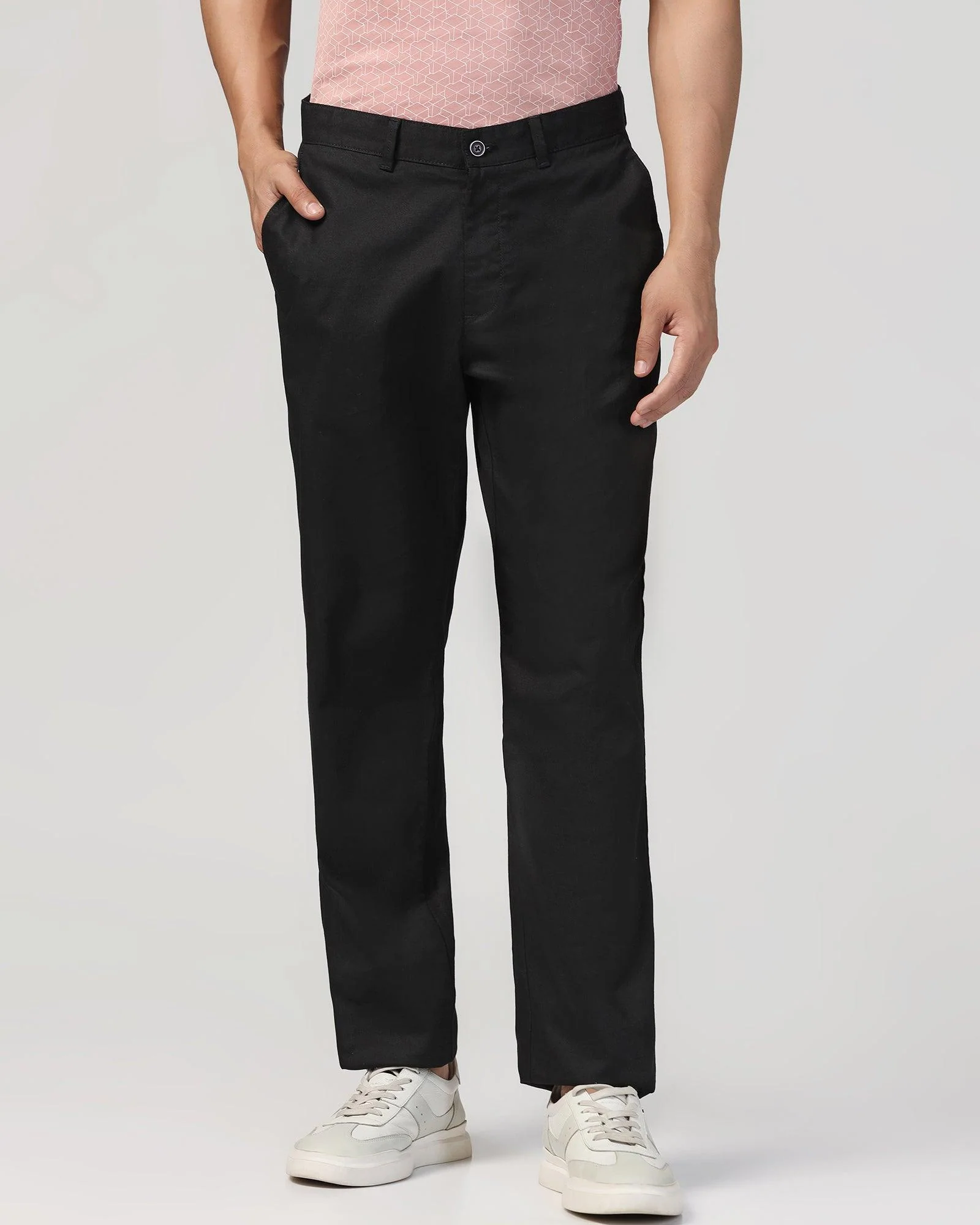 Straight B-90 Casual Black Textured Khakis - Kart - Image 3