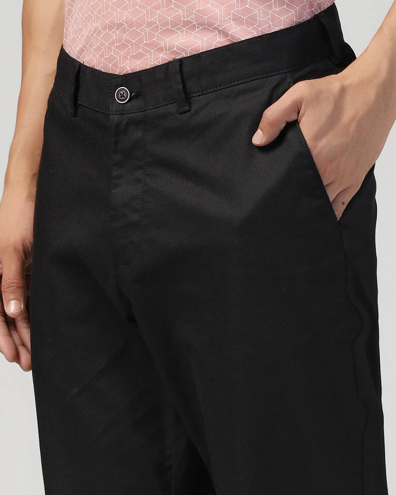 Straight B-90 Casual Black Textured Khakis - Kart - Image 4