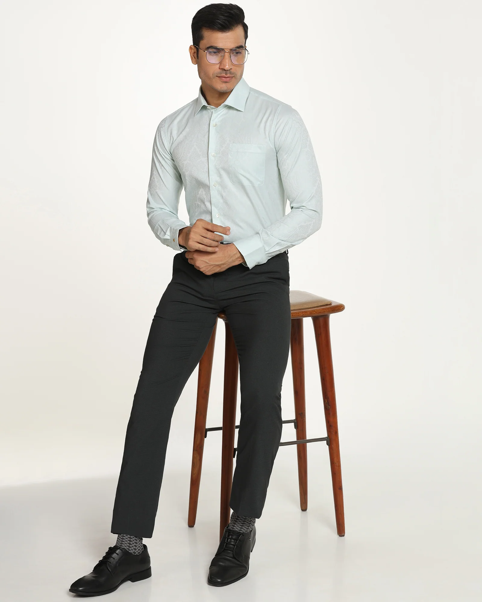 Luxe Formal Aqua Jacquard Shirt - Zinnia - Image 8