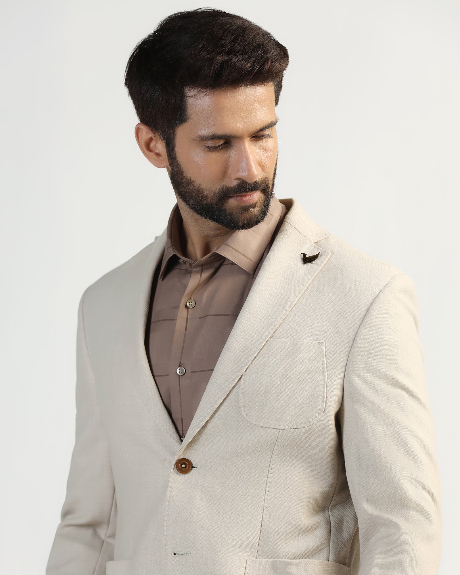 Luxe Formal Beige Solid Blazer - Soho - Image 4