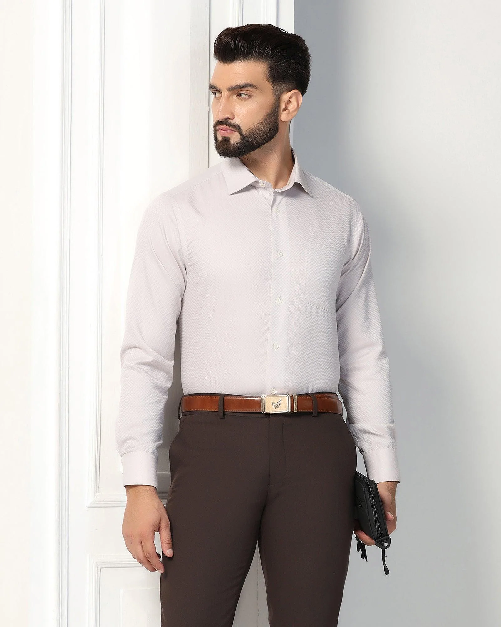 Luxe Formal Beige Textured Shirt - Silas - Image 6