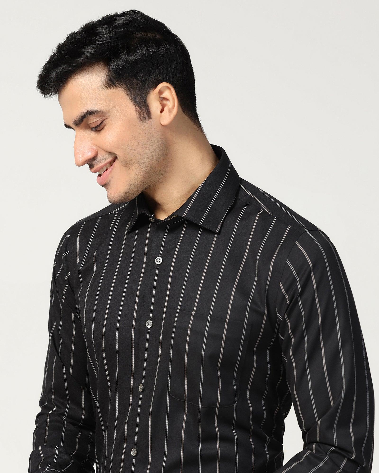 Luxe Formal Black Stripe Shirt - Delta - Image 4