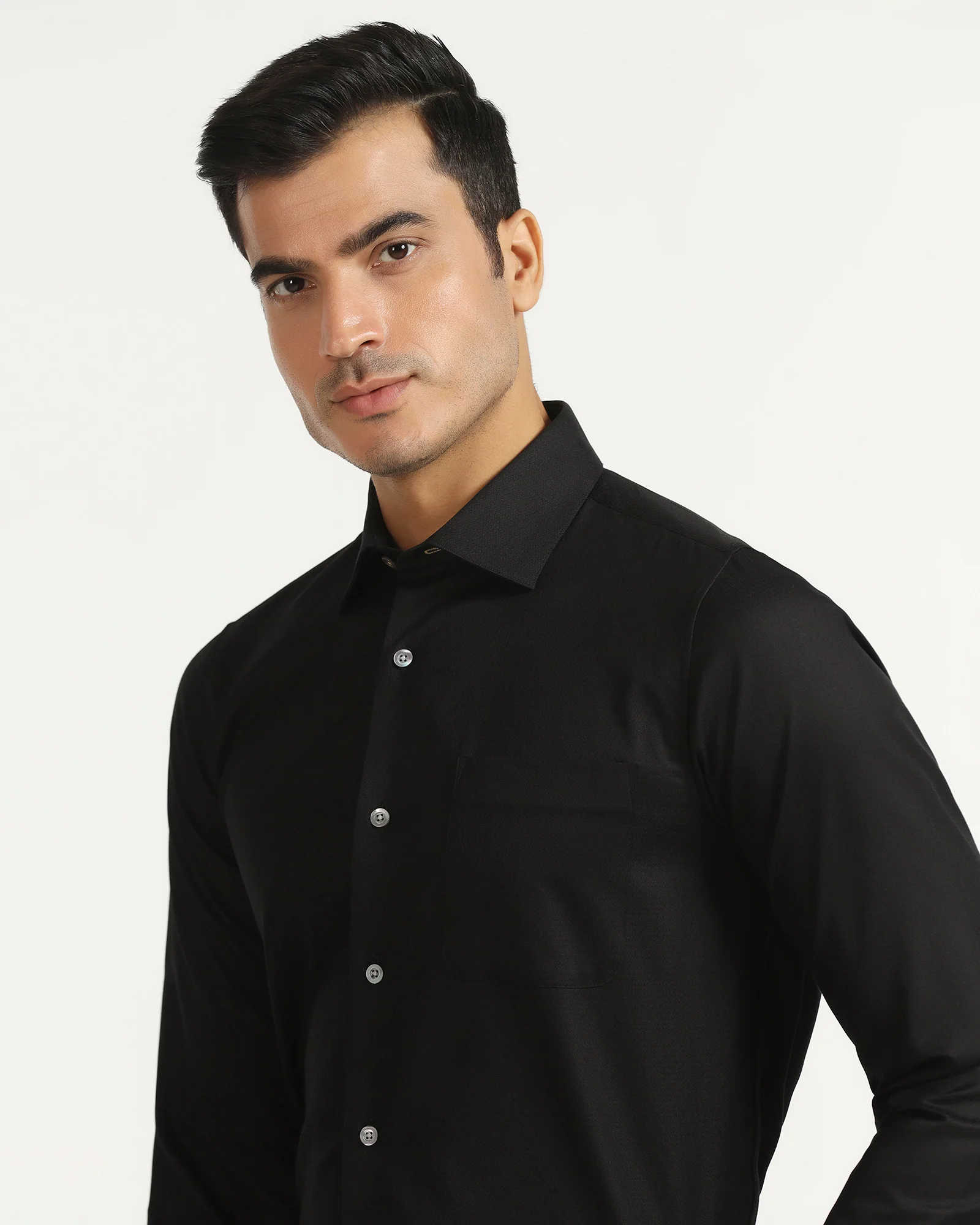 Luxe Formal Black Textured Shirt - Hadley - Image 4